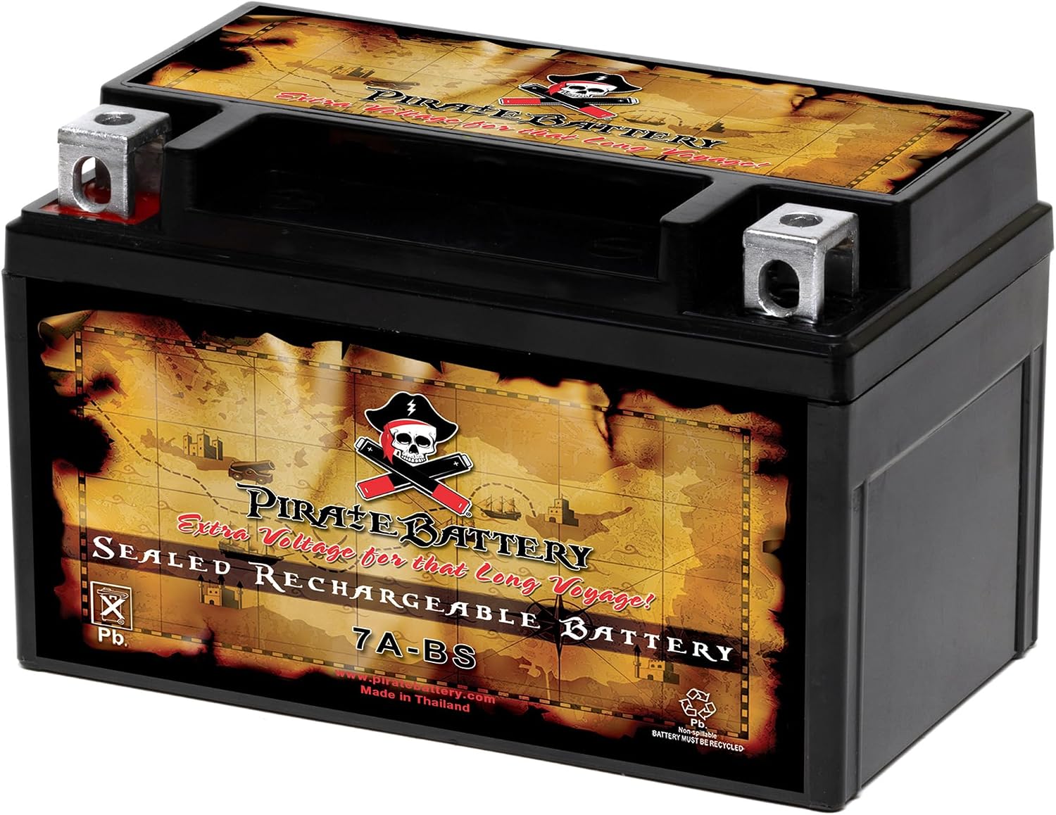 Pirate Battery YTX20HL-BS 310 CCA Maintenance-Free 12V 19Ah Battery Replacement for ATV, Harley Davidson Motorcycle, Jet Skis, Scooter, UTV, and More - Nut and Bolt (T3) Terminal