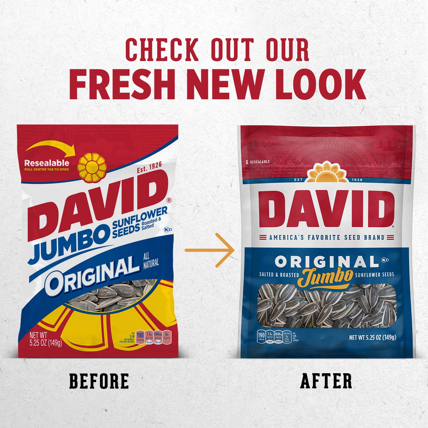 DAVID Jumbo Sunflower Seeds, Original Flavor, 5.25 oz.