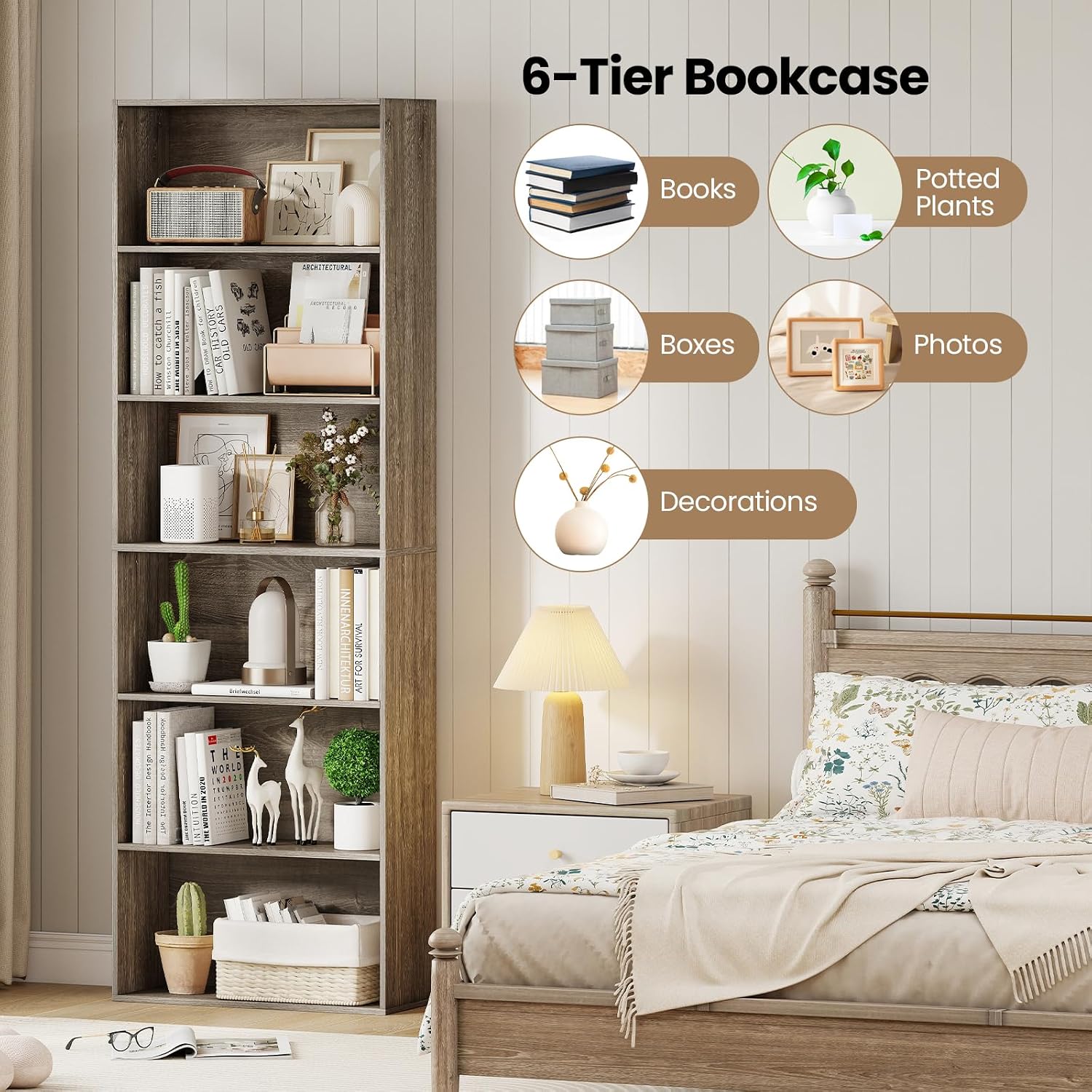 Giantex 8-Cube Bookcase, 3-Tier Cubby Bookshelf, Horizontal Vertical Display Rack with Anti-Tipping Kits, Modern Storage Organizer Shelf Unit for Bedroom, Living Room, Study (Natural, 8-Cube)