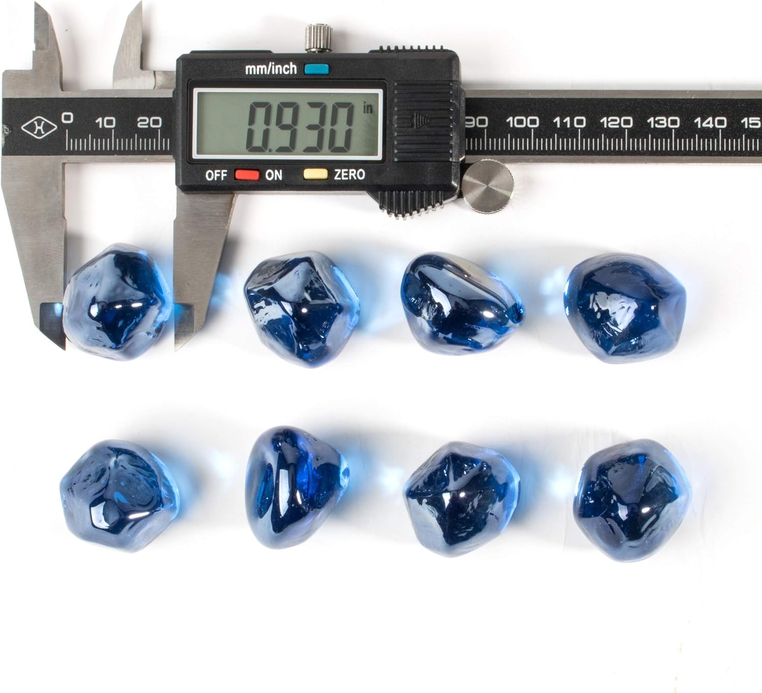 Fire Glass Diamond 1 Inch Fire Pit Glass Rocks for Propane or Gas Fire Pit （10 Pounds Margarita Azura Blue ） Gift Package