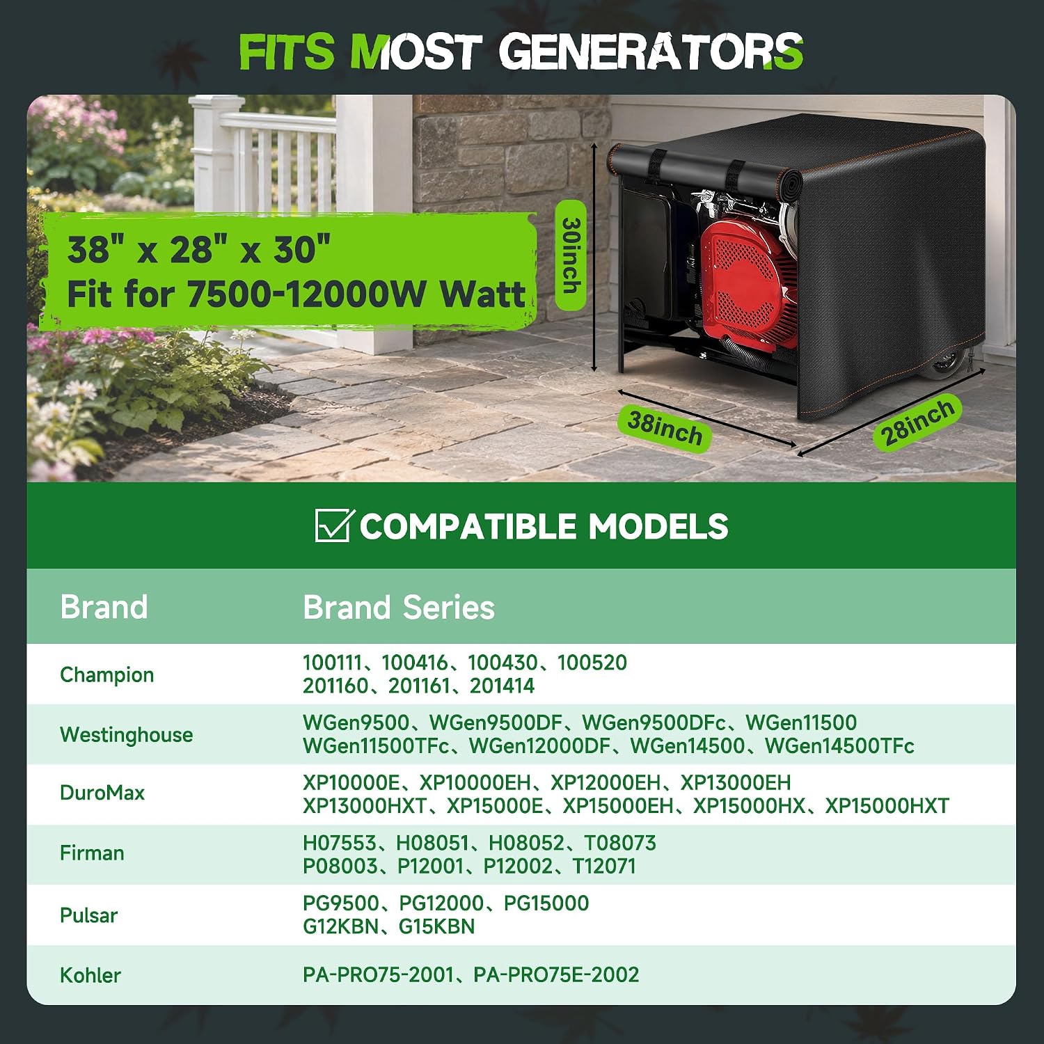 Generator Cover Portable Waterproof,Generator Rain Cover for Outside,Universal Generator Cover for Most Portable Generators 5000-10000 Watt(32"L x 24"W x 24"H)
