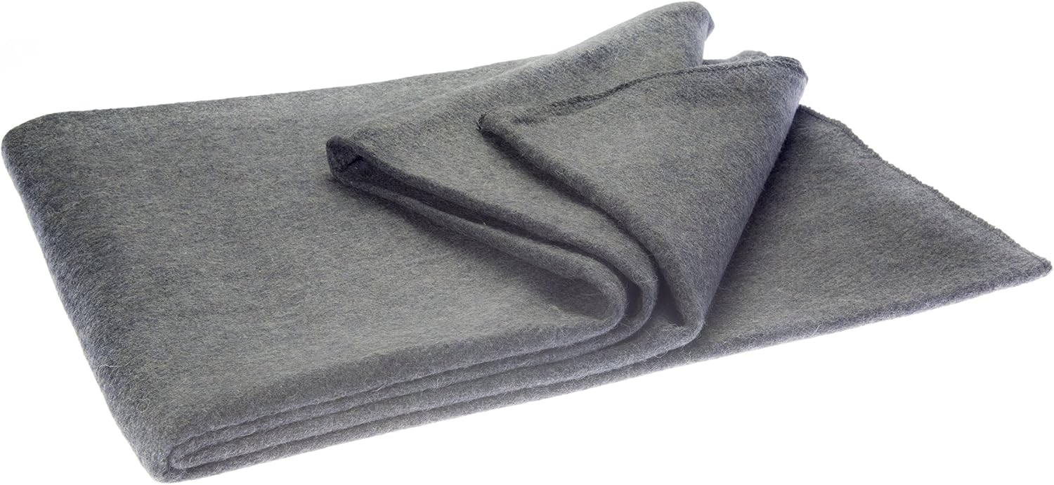 SE 51"x 80" Multipurpose Gray Wool Blanket - 50% Wool, Lightweight 2 lb, Zippered Bag Included - Ideal for Camping, Hiking, Emergency Survival