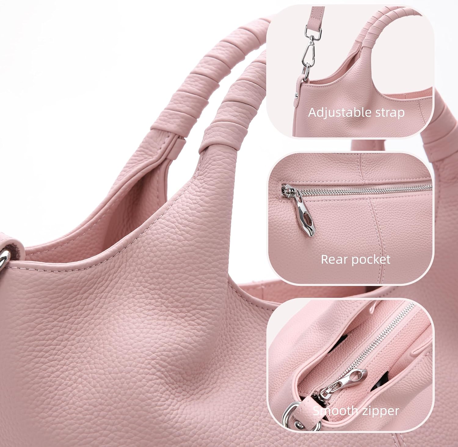 Iswee Leather Satchel Women Purse and Handbag Crossbody Shoulder Bag Hobo | Genuine Cowhide Leather Tote Top Handle Bag Soft & Durable Medium Size Bags with Detachable Multiple Pocketbooks Trendy