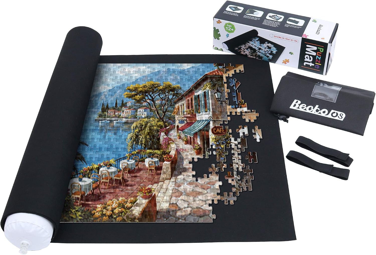 Becko US Puzzle Mat Roll Up with Drawstring Storage Bag, Felt Rollup Mat for Easy Transport & Storage