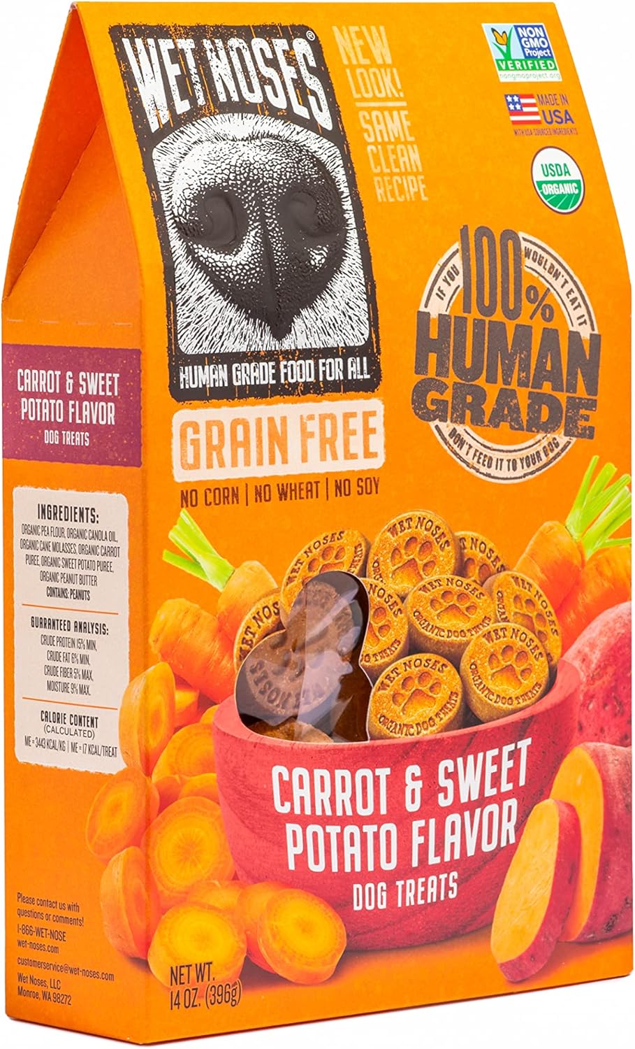 Wet Noses Organic Crunchy Dog Treats – All-Natural, Human-Grade, Non-GMO, Healthy Training & Delicious Snacks for Dogs