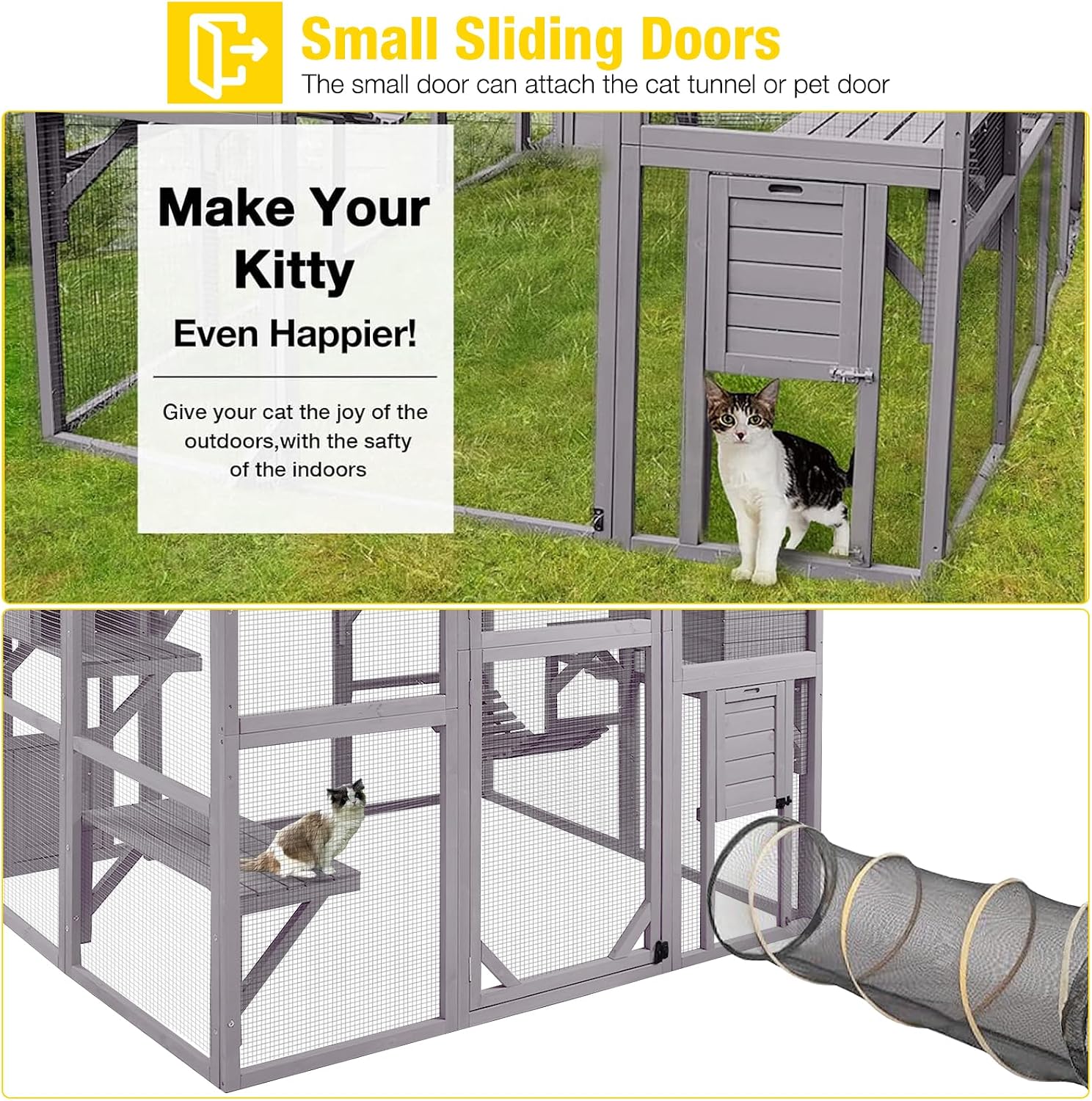 Aivituvin Extra Large Window Catio 5-Level Outdoor Cat Enclosure with Cover