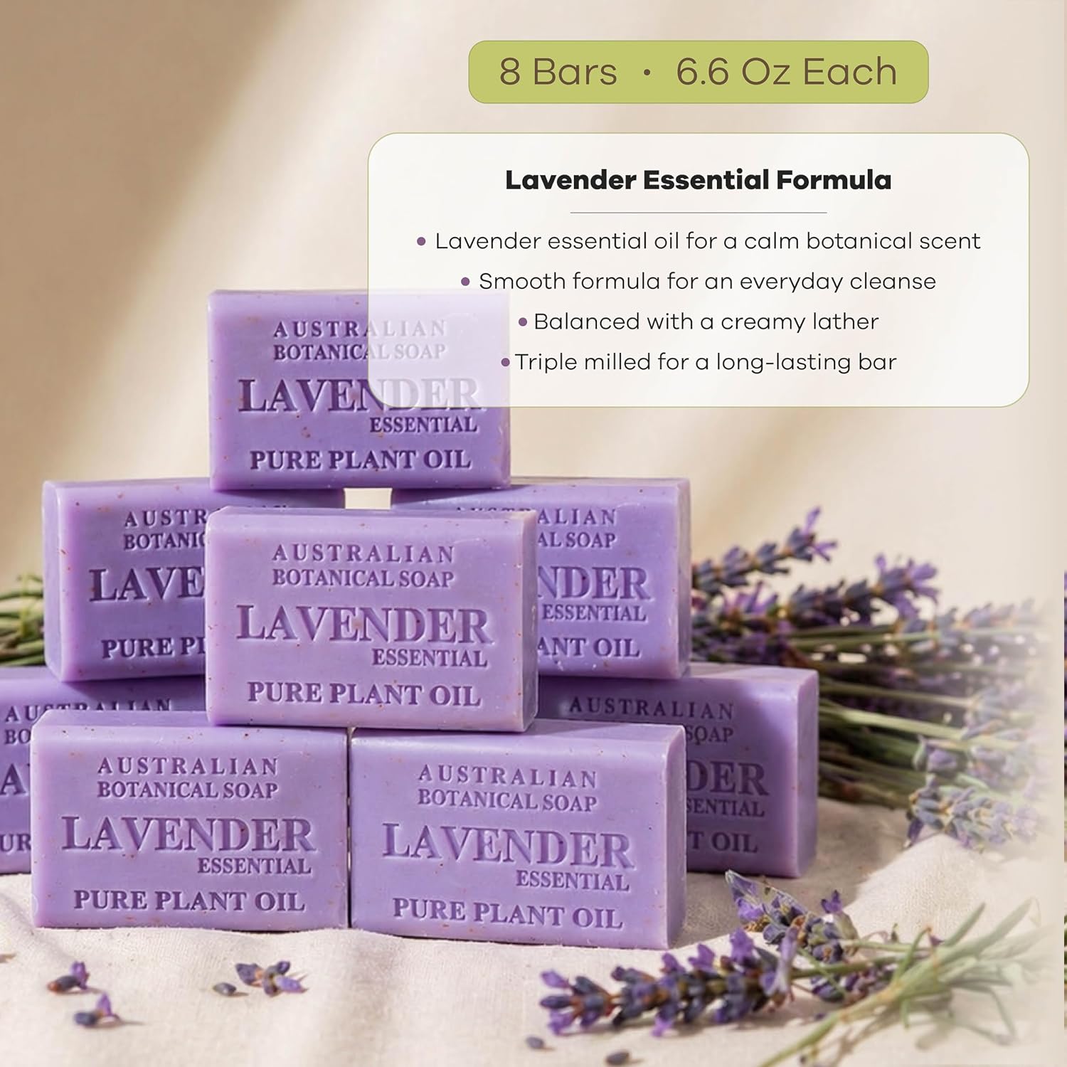 Australian Botanical Soap Sea Salt Soap Bars, 6.6 oz, Pack of 8