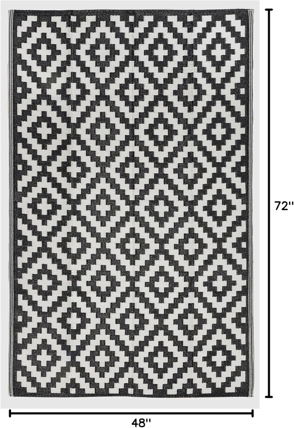FH Home Outdoor Camping Rug - Waterproof, Fade Resistant, Reversible - Premium Recycled Plastic - Striped - Large Patio, Deck, Sunroom