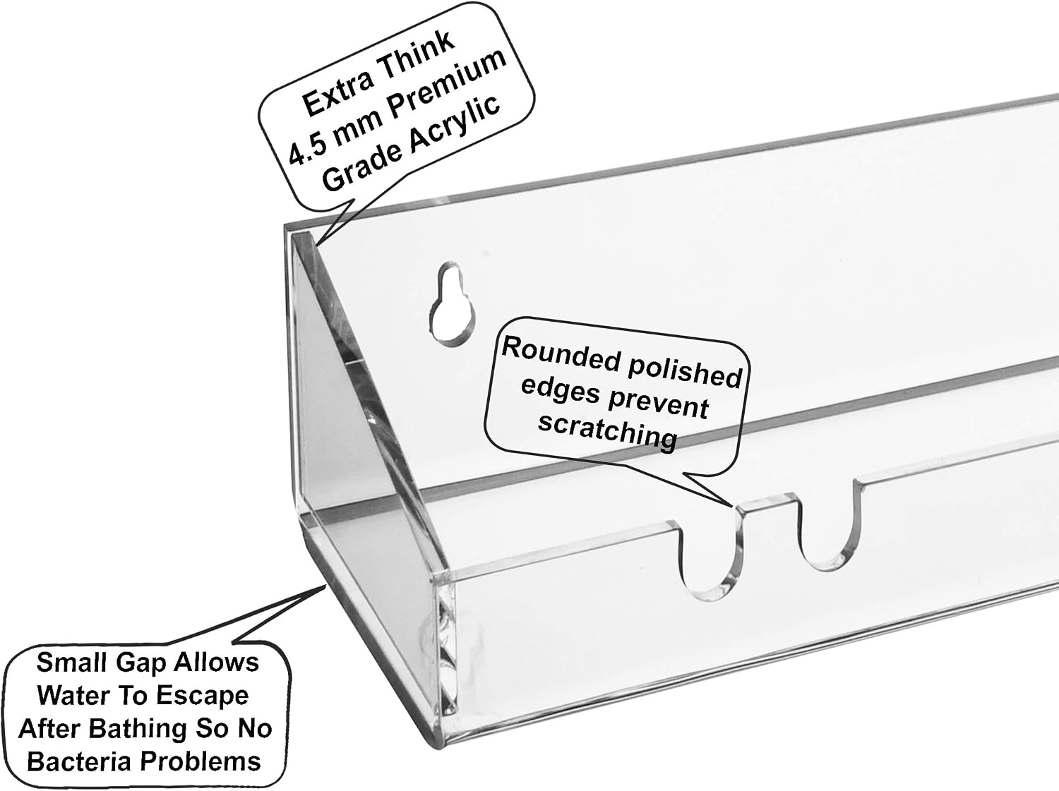 AMT 2 Pack Acrylic Floating Shelves, 15" L x 4" W, Clear Bathroom Wall, Bookshelves, Invisible Display for Office, Bedroom