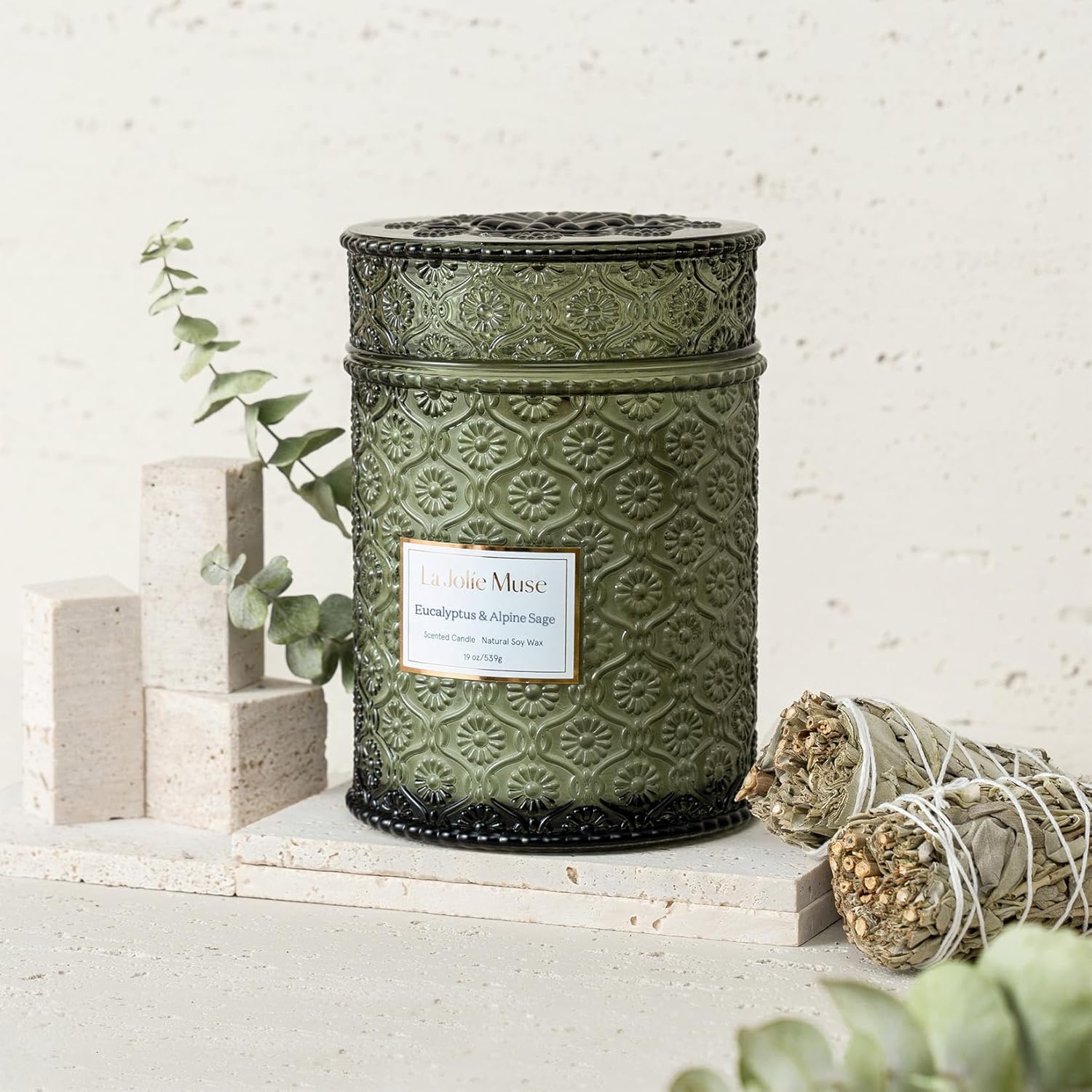 LA JOLIE MUSE Starlit Fir Pine Scented Candles for Home,19 oz Natural Soy