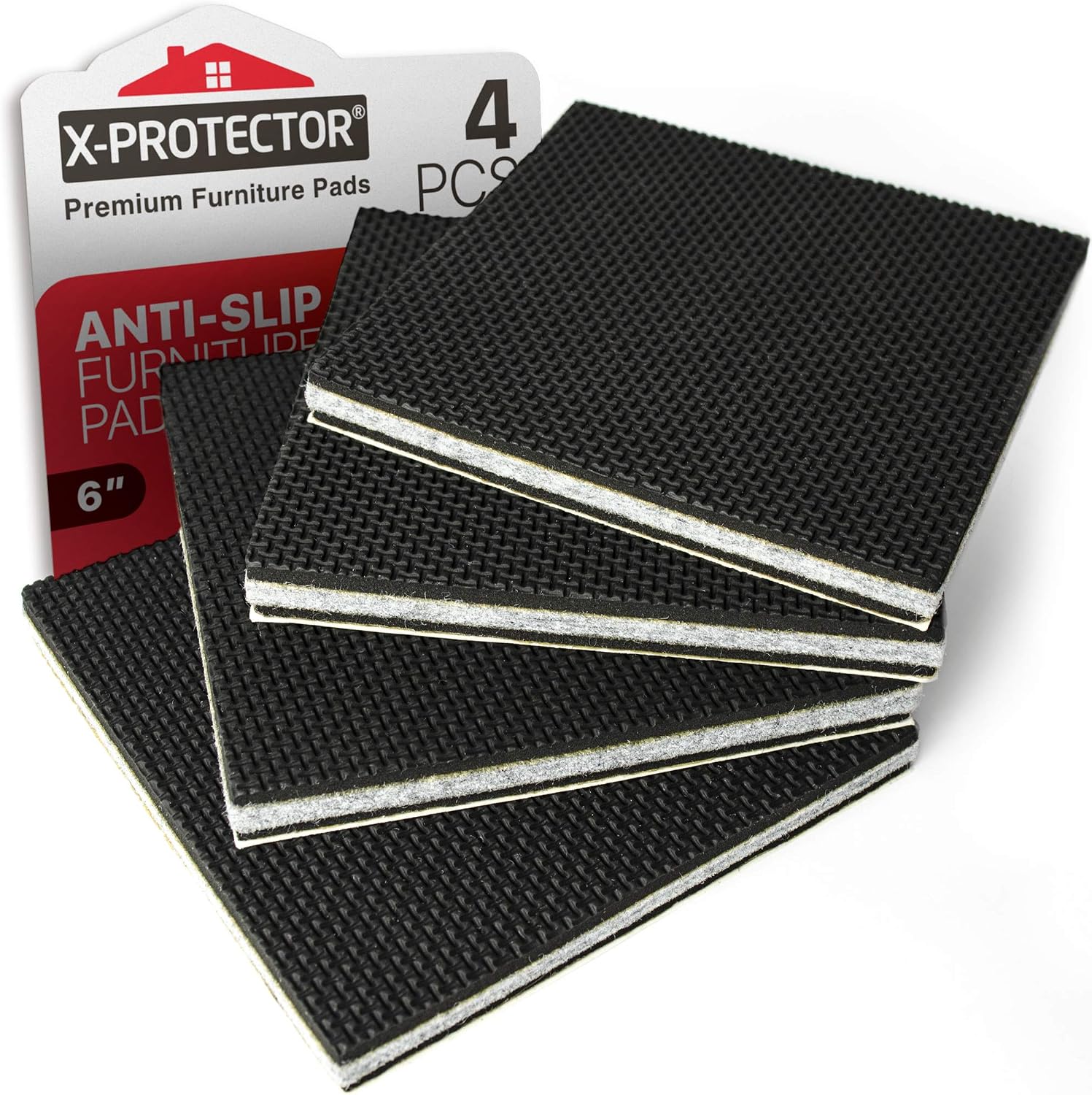 X-PROTECTOR Non Slip Furniture Pads – 12 Premium Furniture Grippers 3"! | Best SelfAdhesive Rubber Feet Furniture Feet – Ideal Non Skid Furniture Pad Floor Protectors – Keep Furniture in Place!