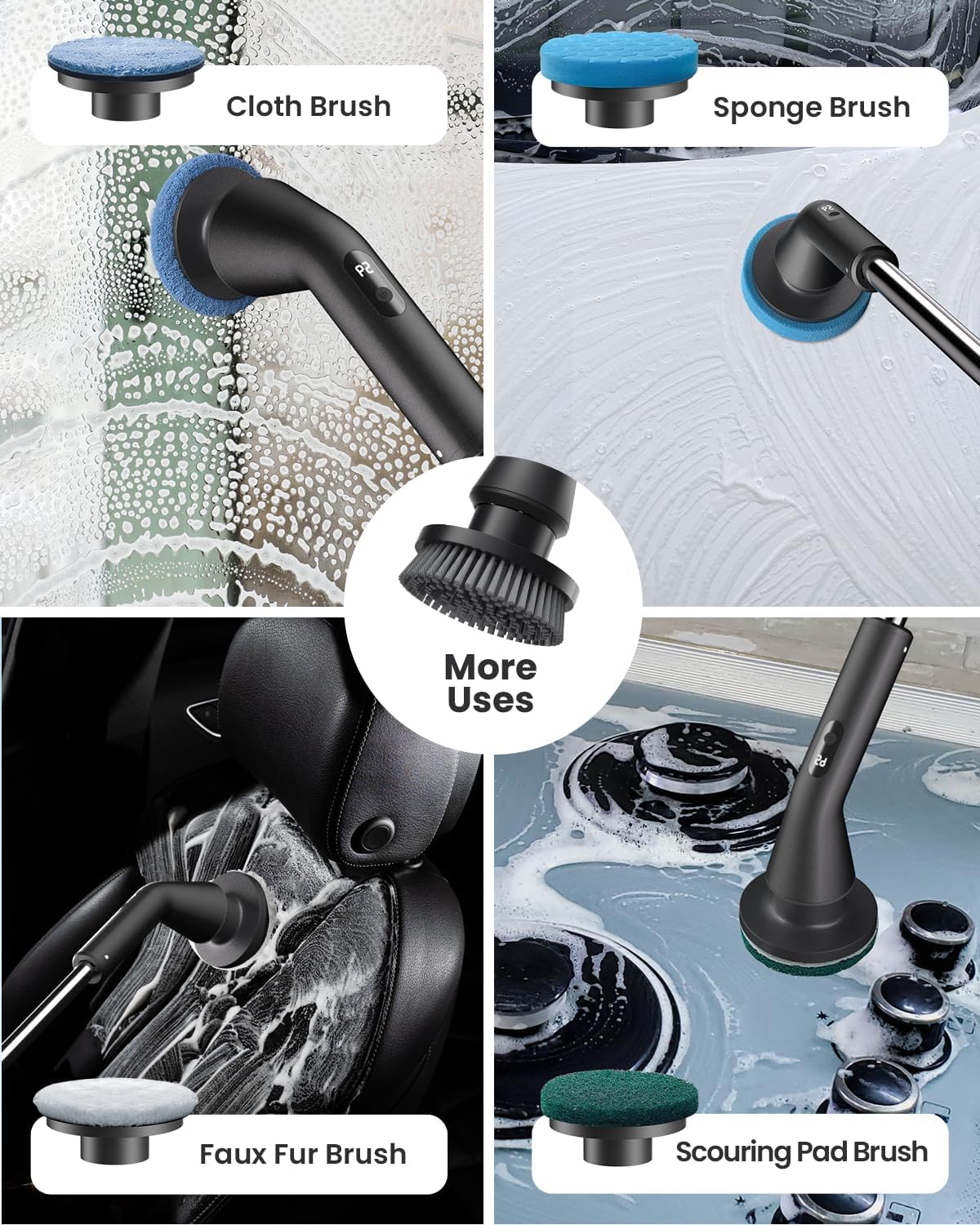 Electric Spin Scrubber, Upgraded IPX7 Cordless Cleaning Brush for Bathroom Shower, Household Cleaning Scrubber with 7 Brush Heads