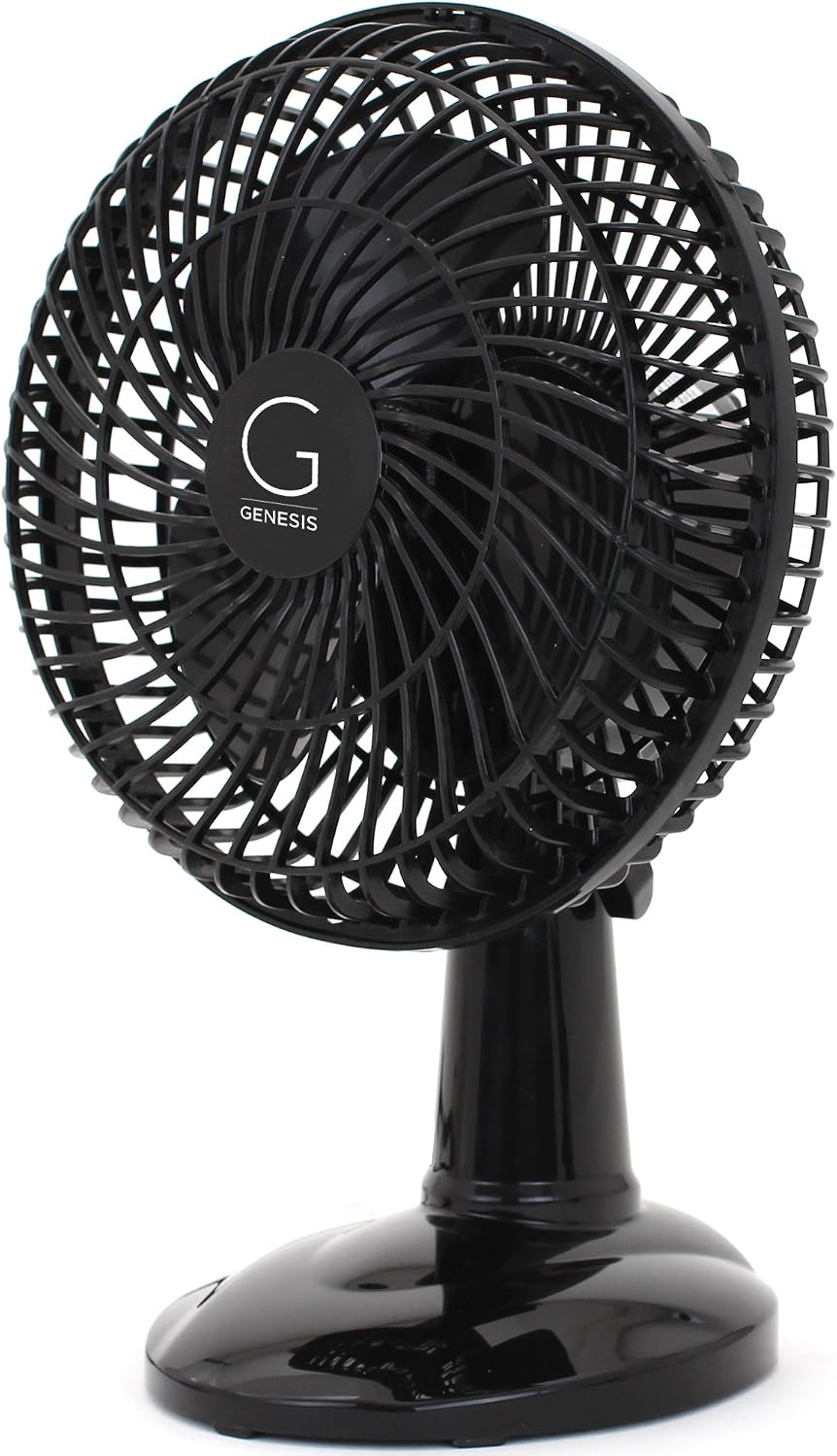 Genesis 6-Inch Clip Convertible Table-Top & Clip Fan Two Quiet Speeds - Ideal For The Home, Office, Dorm, More Black (A1CLIPFANBLACK