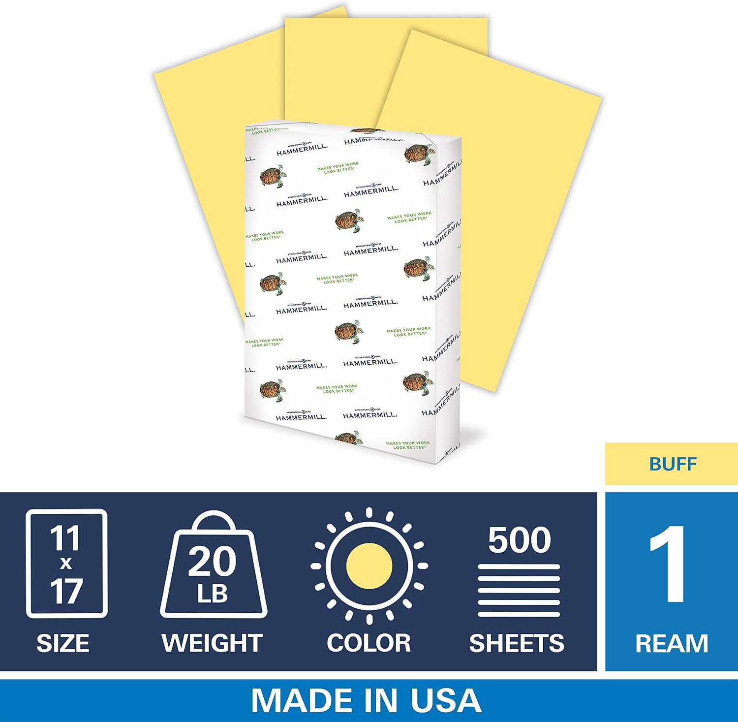Hammermill Colored Paper, 20 lb Ivory Printer Paper, 8.5 x 11 - Made in the USA, Pastel Paper, 103176R - 1 Ream (500 Sheets)