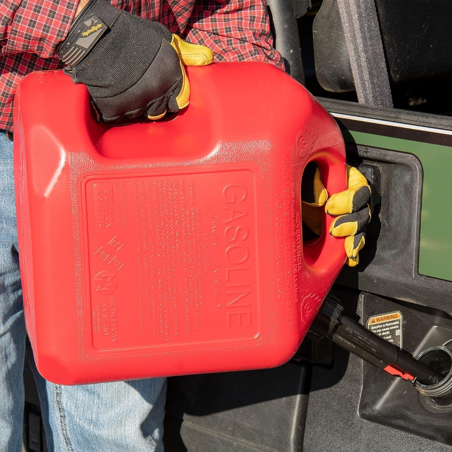 Midwest Can Company 5610 5 Gallon Gas Can Fuel Container Jugs w/Spout (2 Pack)