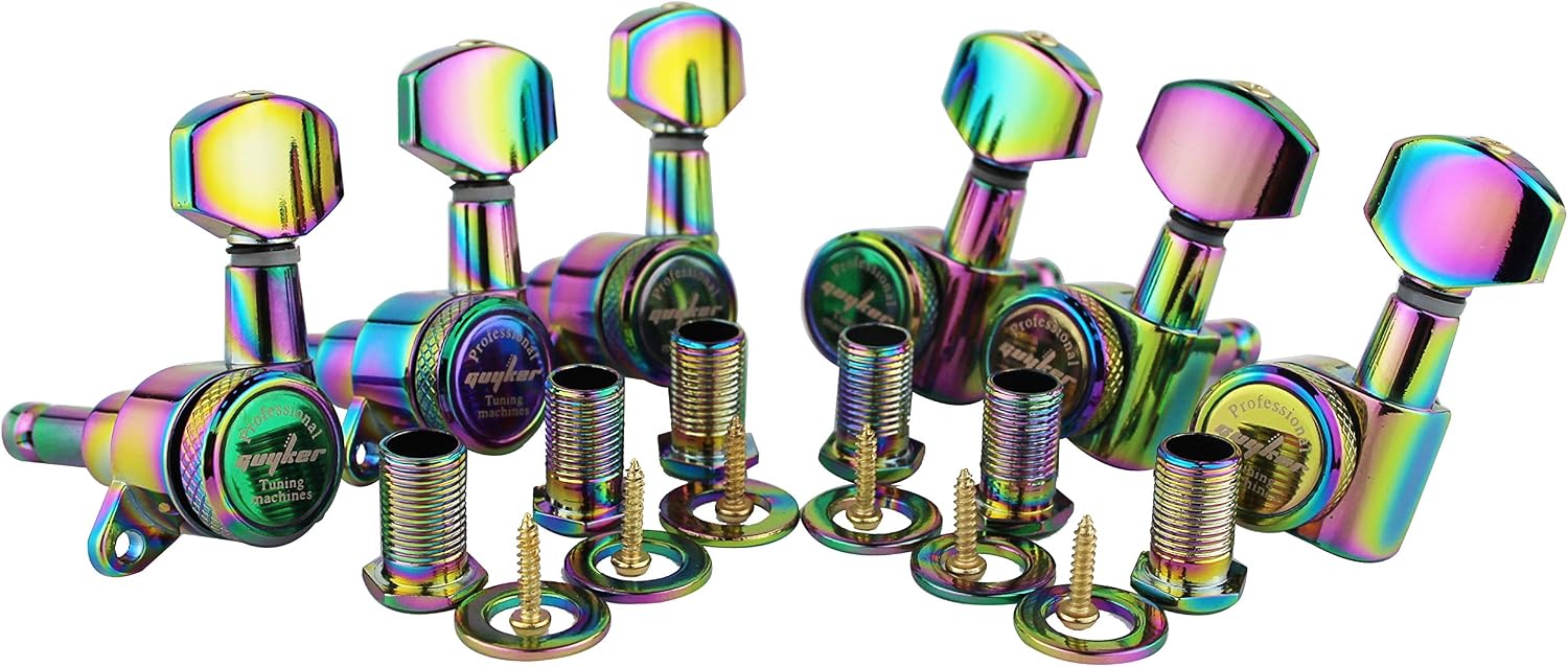 Guyker Guitar Locking Tuners (6 for Right) - 1:18 Lock String Tuning Key Pegs Machine Head with Hexagonal Handle Replacement for ST TL SG LP Style