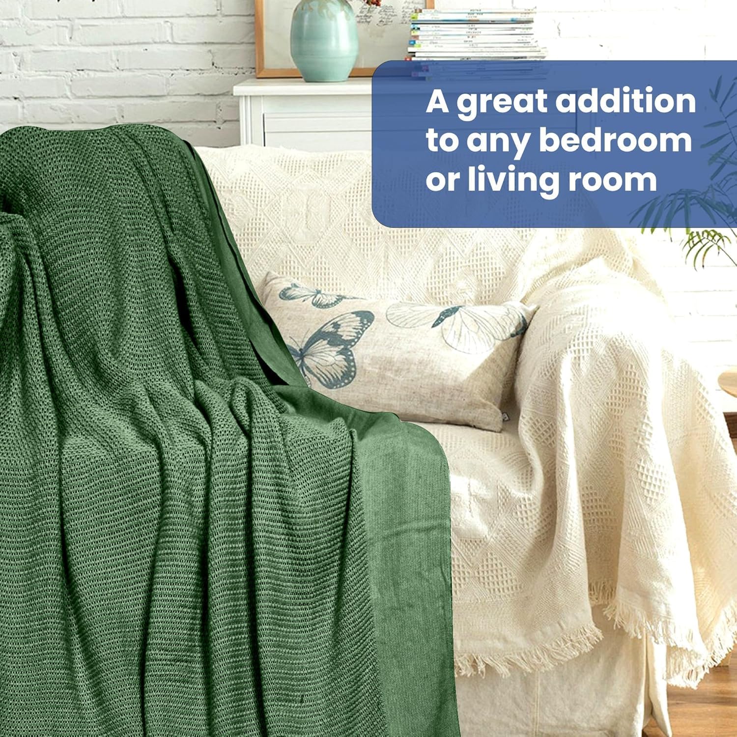 Linteum 100% Cotton Open-Cell Leno Weave Blanket — Breathable All Season — Queen 90x90 — Ice Grey