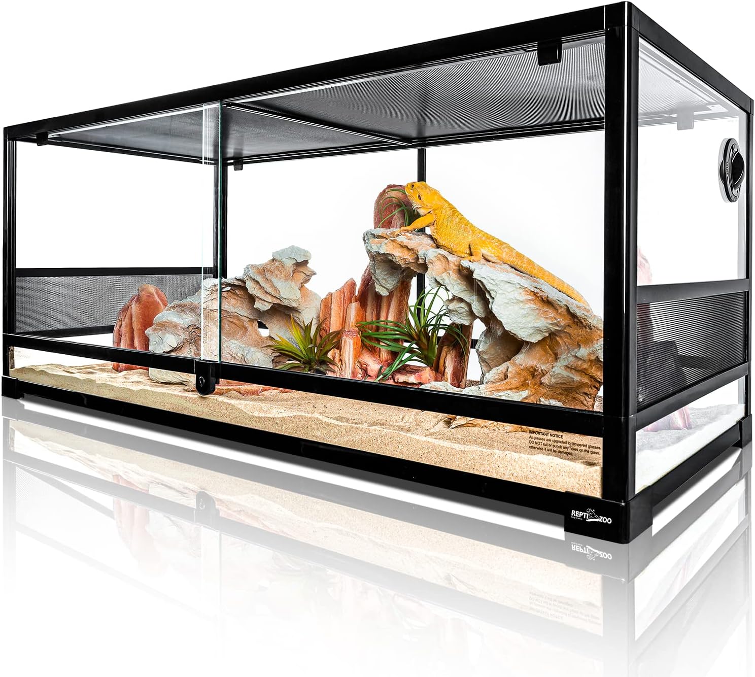 REPTI ZOO 85 Gallon Large Reptile Tank, Wide & Tall Tempered Glass Large Reptile Terrarium 47.2" x 17.7"x 23.6" for Tortoise Snake