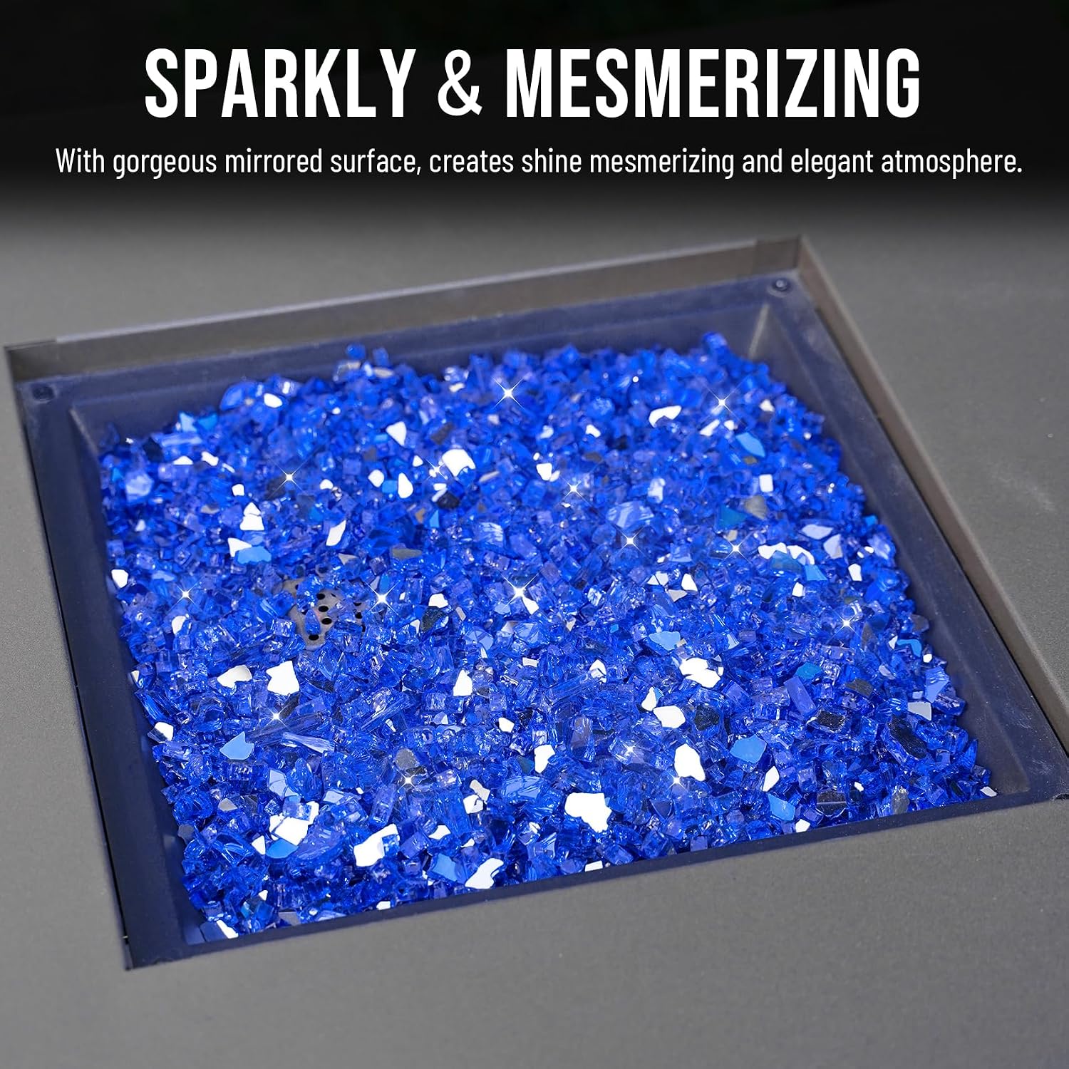 Skyflame Aqua Blue Fire Pit Glass for Propane Gas Fireplace, 10LB
