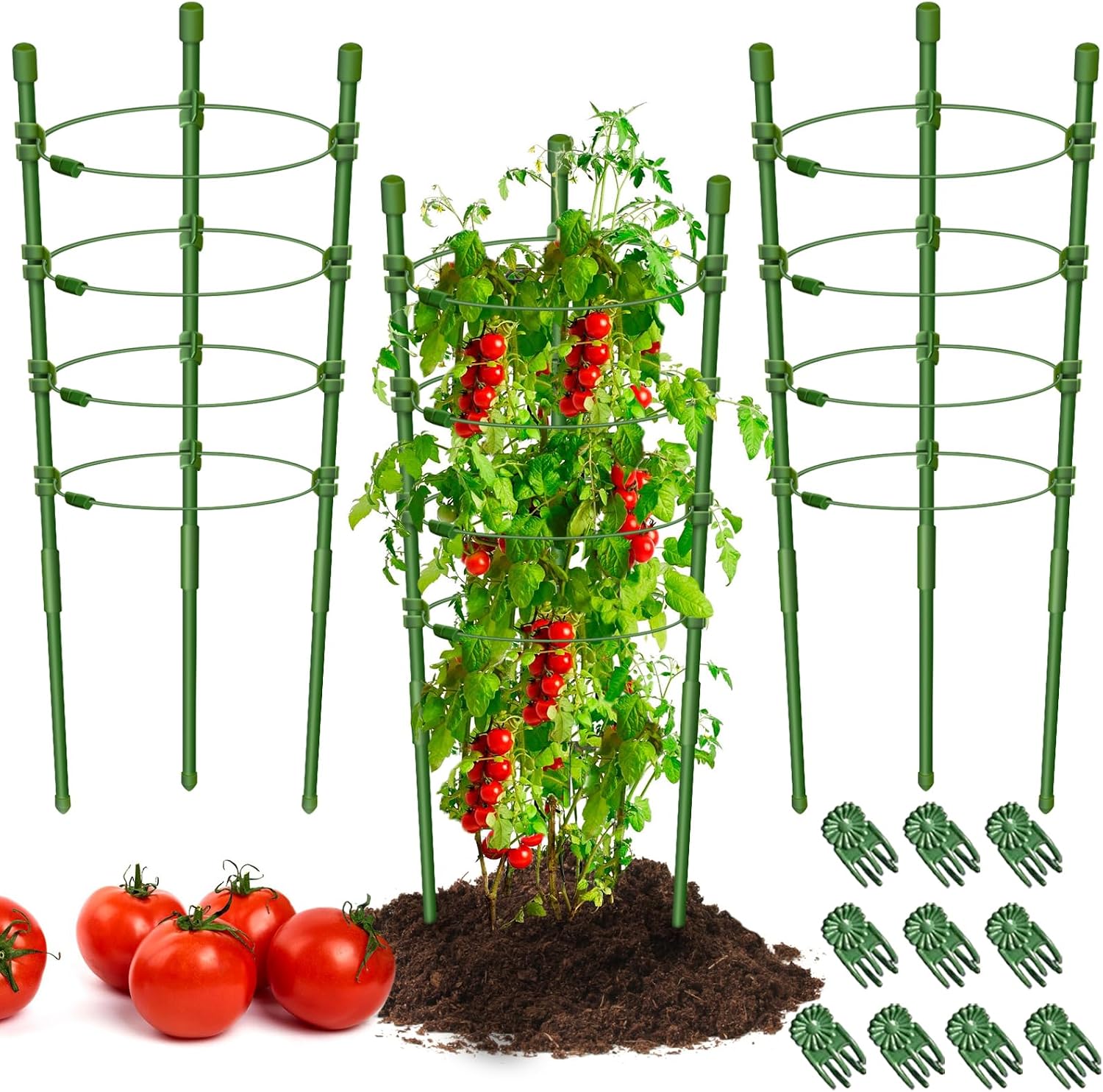 Legigo 3 Packs Plant Support Cages Tomato Cage for Garden- 18 Inch Adjustable Garden Cucumber Trellis Plant Stakes