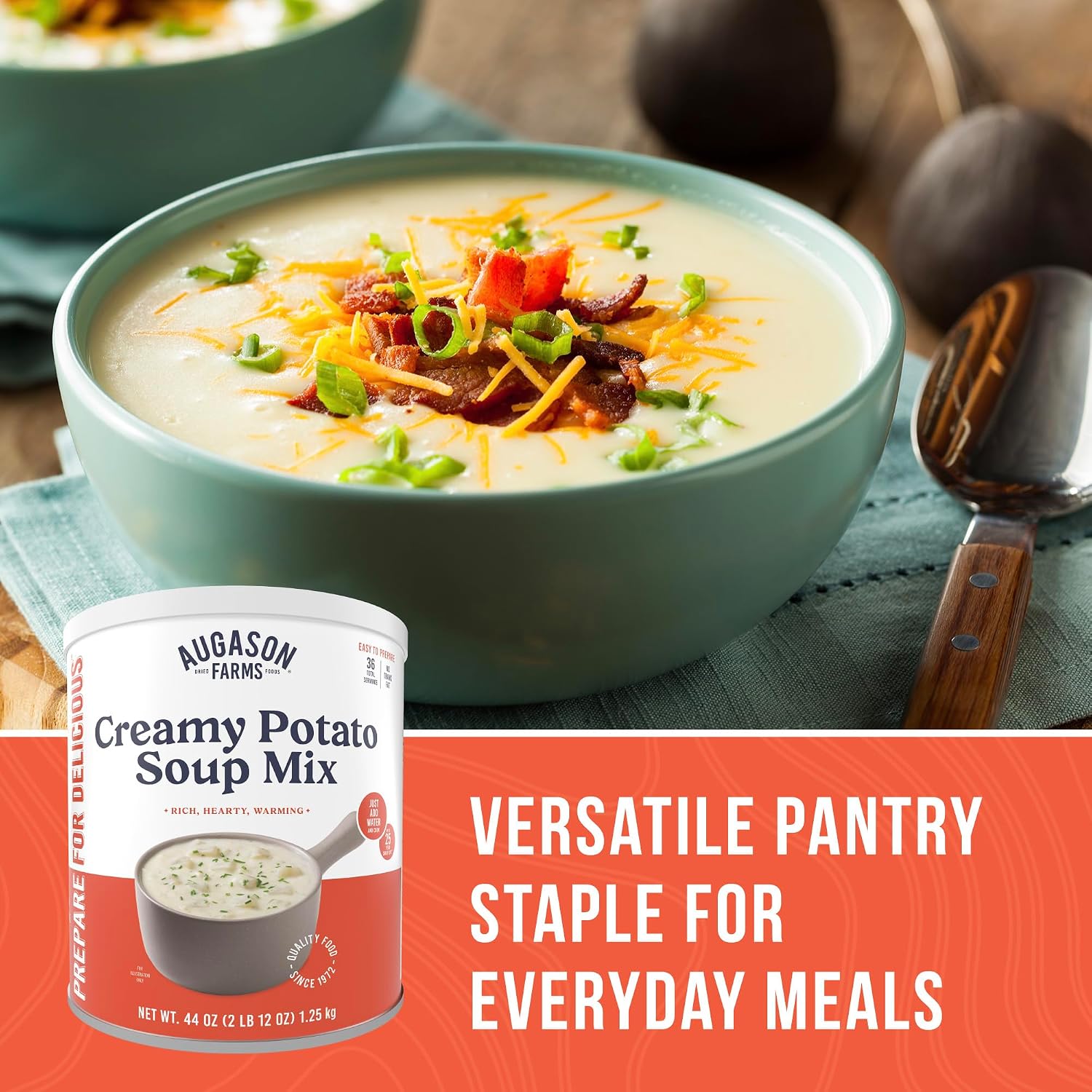 Cheesy Broccoli Soup Mix Emergency Food Supply, 38 Servings, 10 Year Shelf Life, Good Source of Vitamin A & C - Dehydrated Meals, Resealable Can, Survival Food Camping Essentials, Just Add Water | Emergency Food Supply, Everyday Meals, 38 Servings