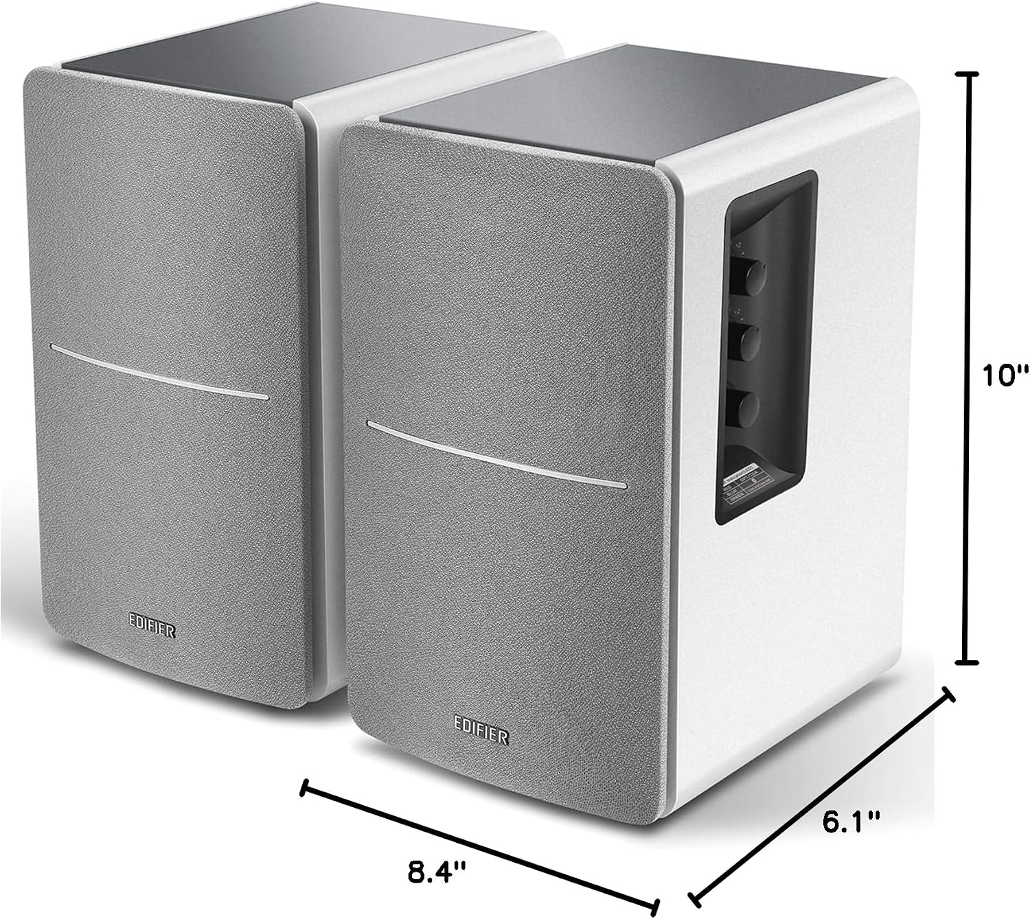Edifier R1280DB Powered Bluetooth Bookshelf Speakers - Optical Input - Wireless Studio Monitors - 4 Inch Near Field Speaker - 42W RMS - Wood Grain (Black)