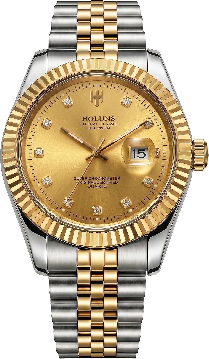 Men's Automatic Watch Gold-Plated 316L Steel Sapphire Crystal | Japanese 8215 automatic movement • Sapphire crystal • 18K gold-plated 316L steel • Date display • Dress and business wear