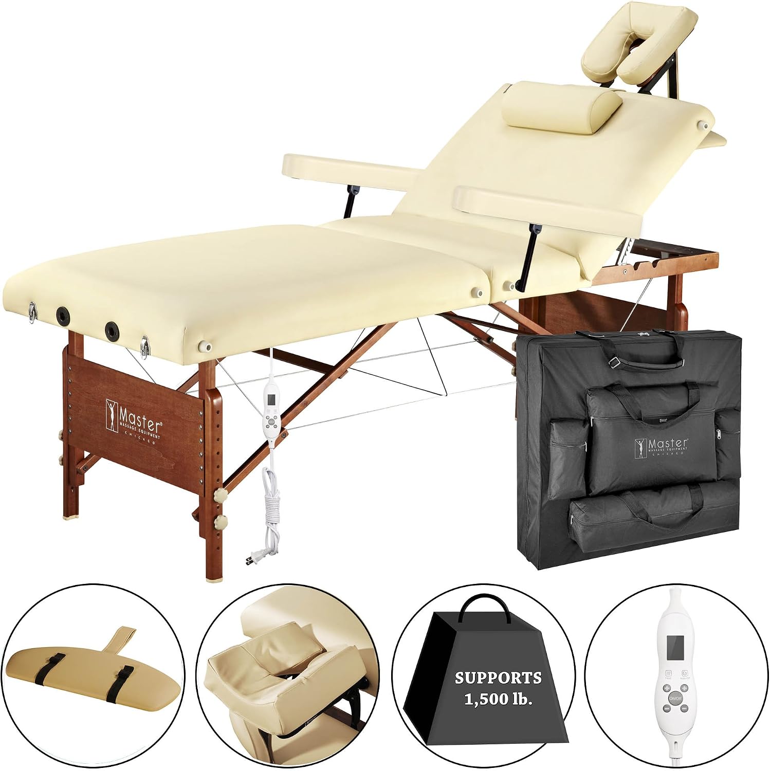Master Massage 30" Del Ray Pro Portable Massage Table Package, Sand Color, Luxurious with 3" Thick Cushion of Foam