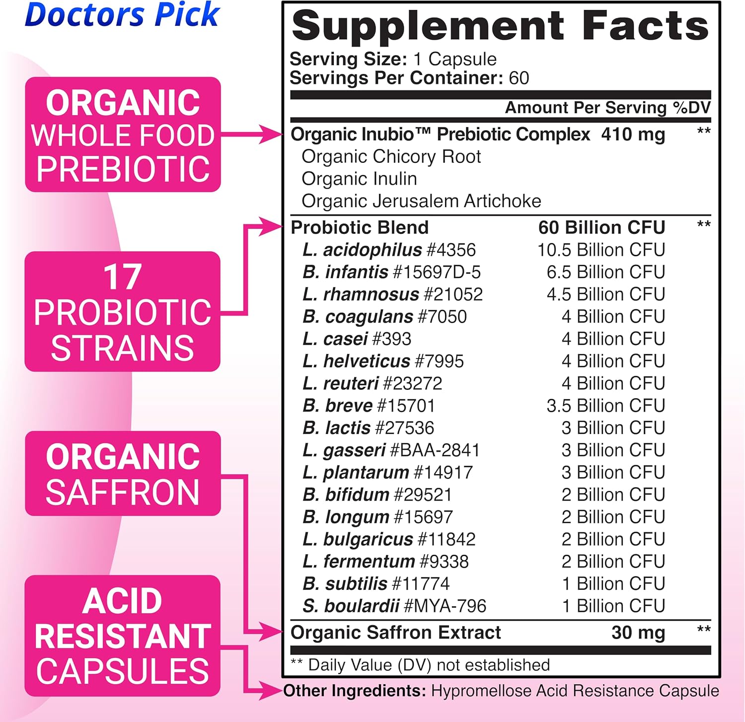 Fem Pro Probiotics for Women. 17 Clinically Effective Strains for Vaginal, Digestive & Immune Support, Urinary Tract Health