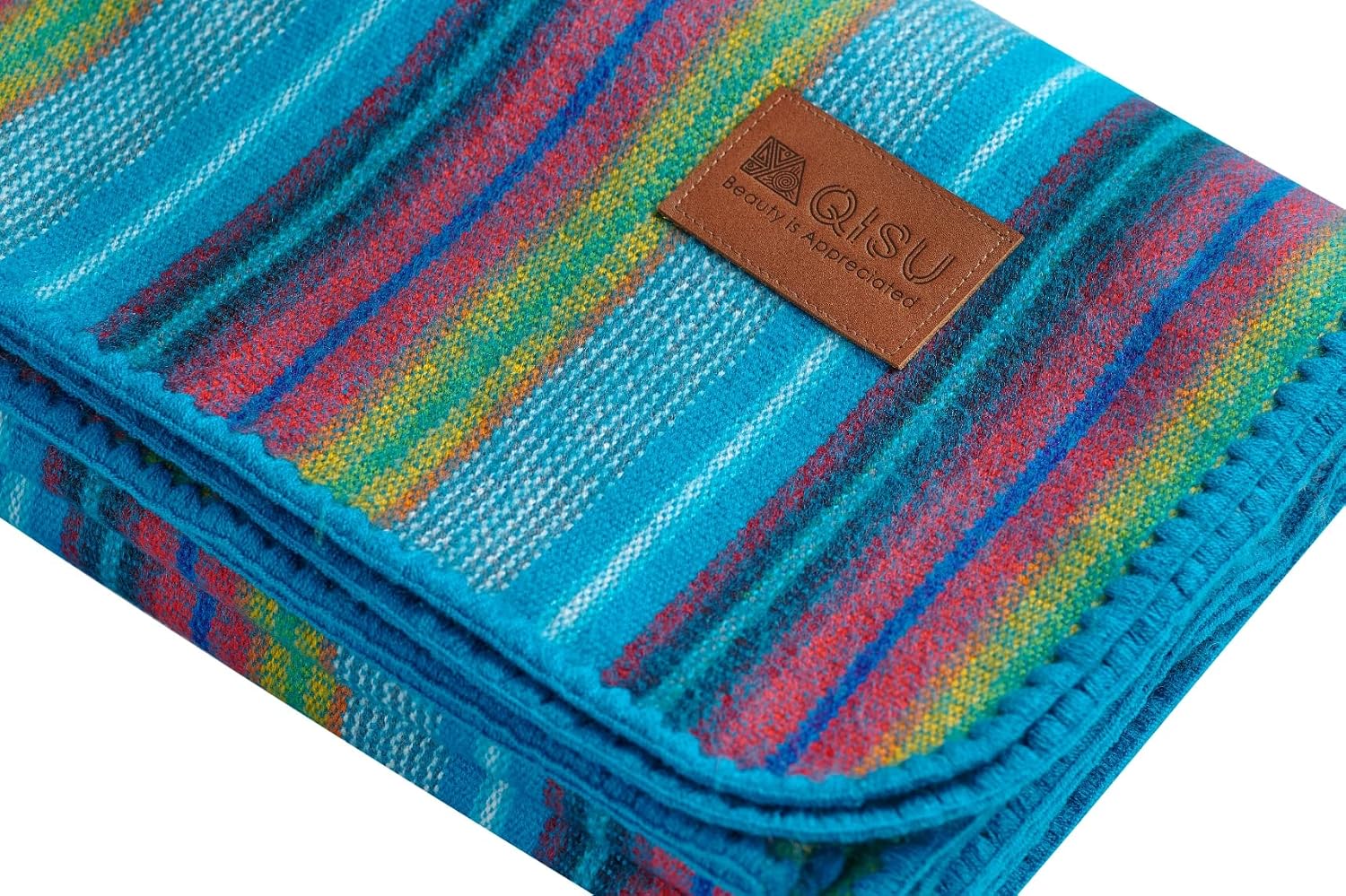 QISU Alpaca Wool Blanket Throw | Large, Beautiful, Warm, Variegated | 85 x 65 inches | Ultra-Soft, Hypoallergenic and Breathable | Non-Itchy or Scratchy Fabric (Green Variegated)