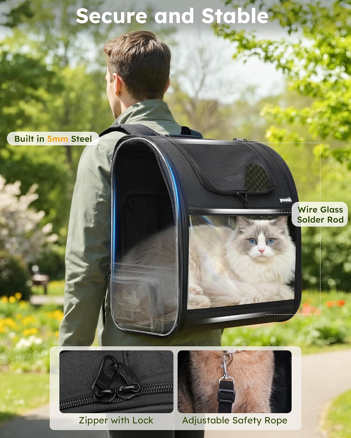 pecute Cat Backpack Expandable, Cat Carrier Backpack with Breathable Window