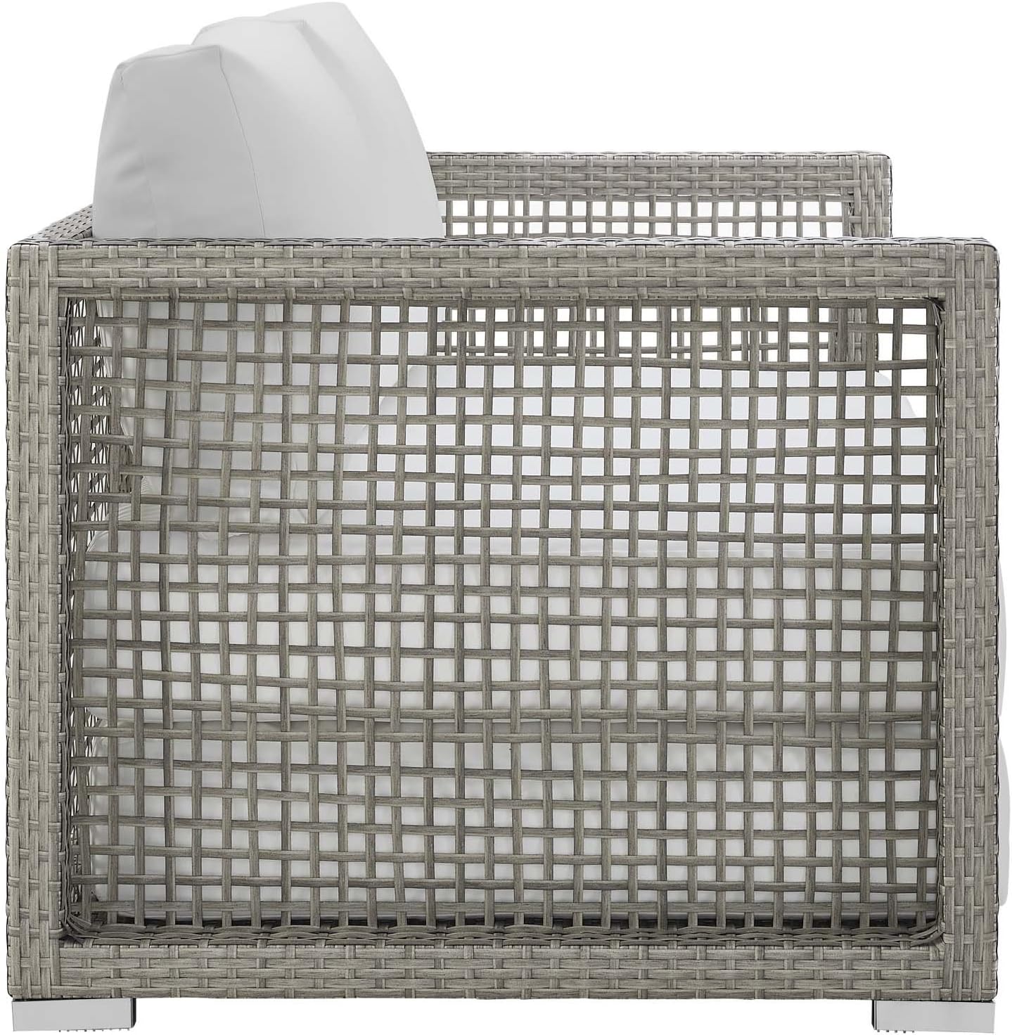 Modway EEI-2924 Aura Wicker Rattan Outdoor Patio 52" Loveseat with Cushions in Gray White