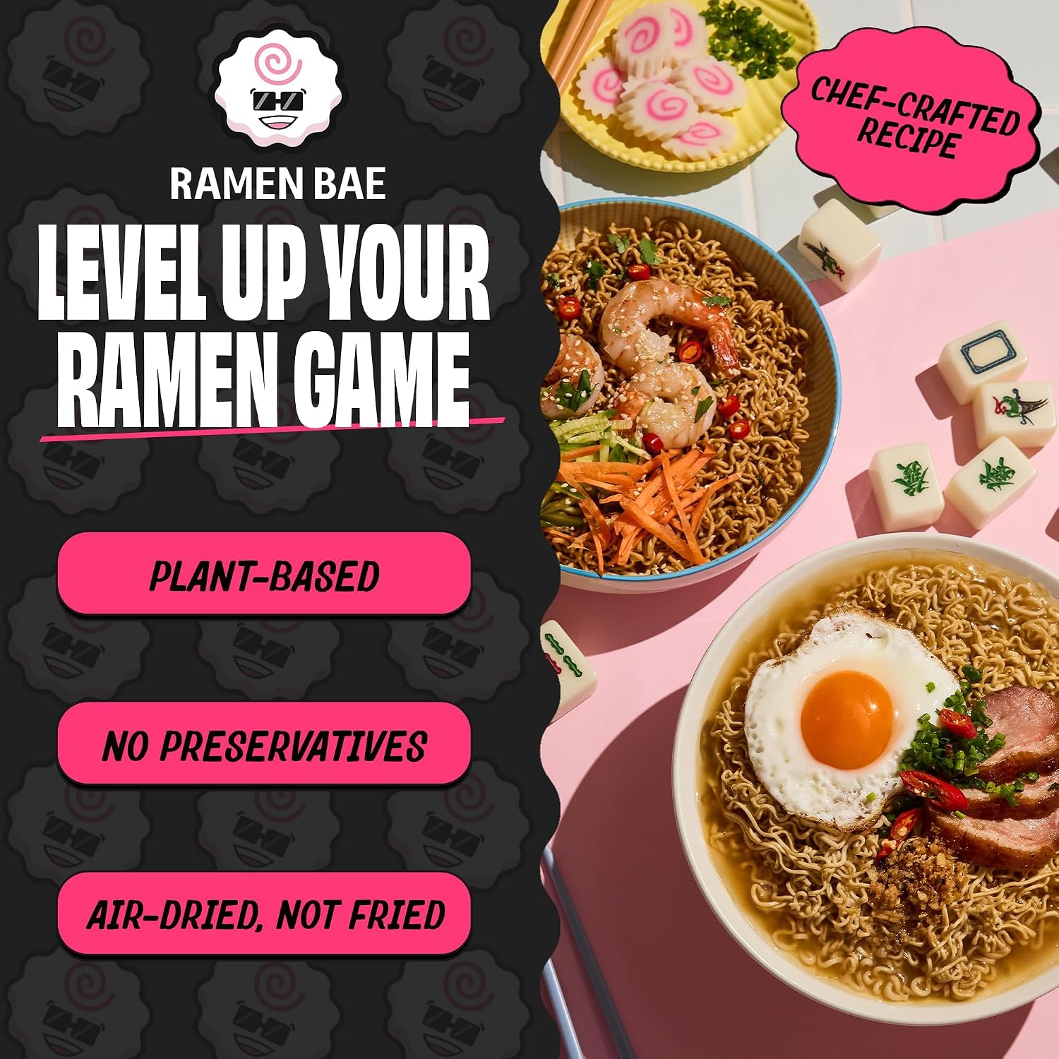 Ramen Bae Original Stir Fry Protein Noodles - 28g Protein, Garlic Soy | Air Dried Not Fried, Plant Based, Vegan Protein Noodles - Lower Carb & Fat - Savory & Bold with Hint of Spice (Pack of 6)