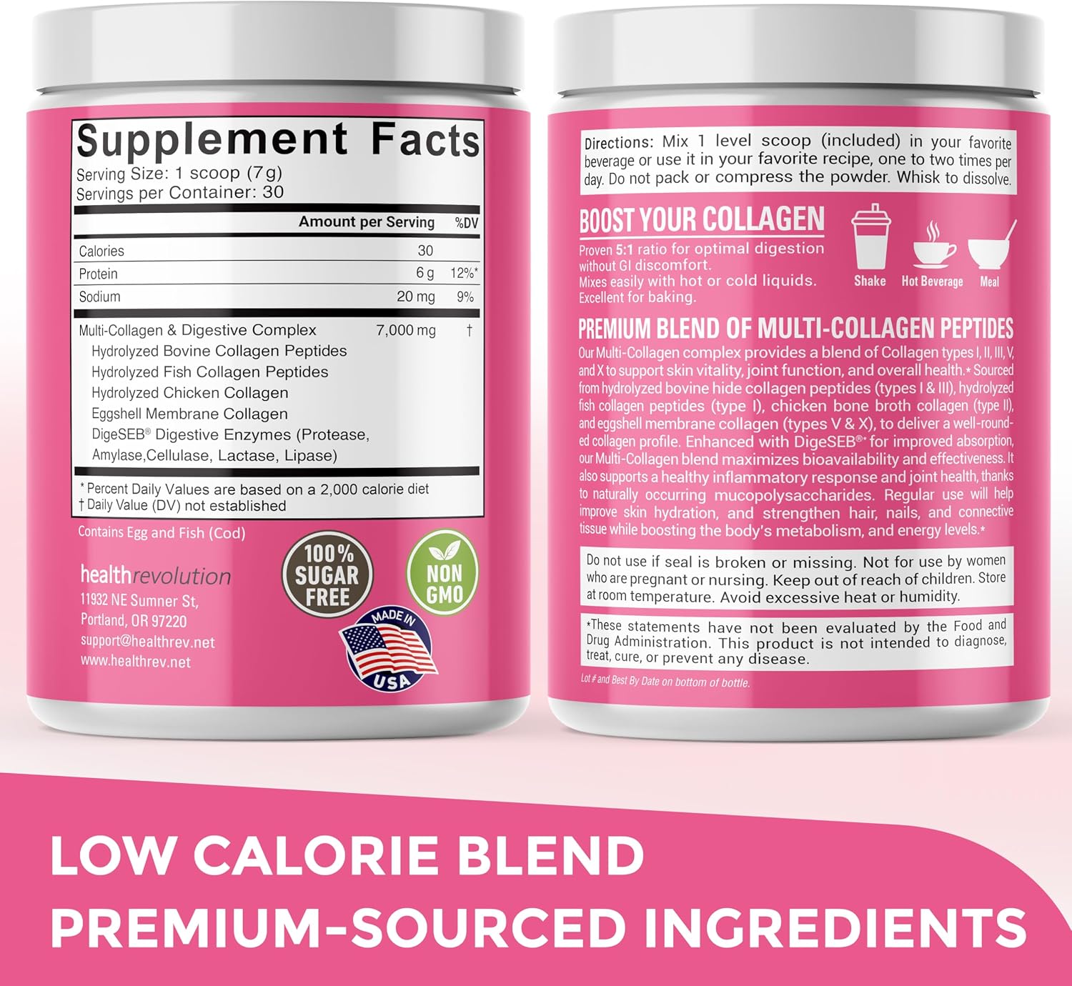 Multi Collagen Peptides Powder – Types I, II, III, V, X, Hydrolyzed Collagen for Women, 99% Absorption, Skin Hair Nails Joints