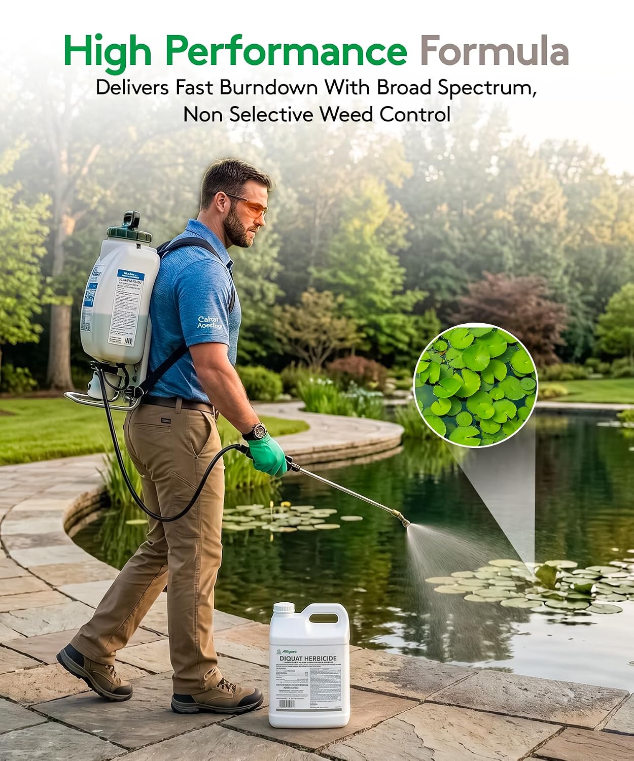 Alligare Diquat Herbicide to Control Bluegrass, Duckweed, Hydrilla & More - Glyphosate Alternative, Fast-Acting Non-Selective Liquid Weed Killer for Aquatic & Landscape Use - 2.5 Gallon