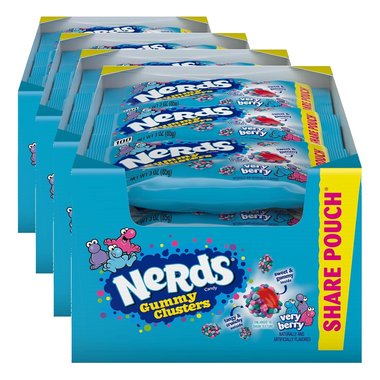 Nerds, Gummy Clusters Candy, Rainbow, Crunchy and Gummy, 8 Ounce