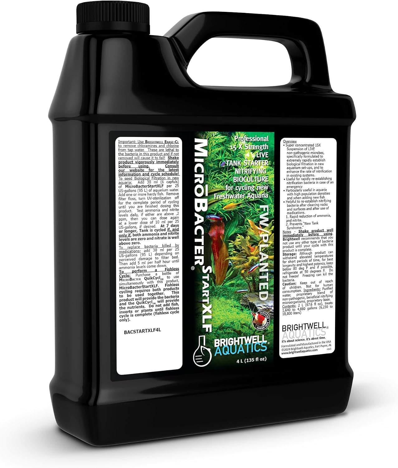 Brightwell Aquatics MicroBacter Start XLF Freshwater Tank Starter, 125 ml