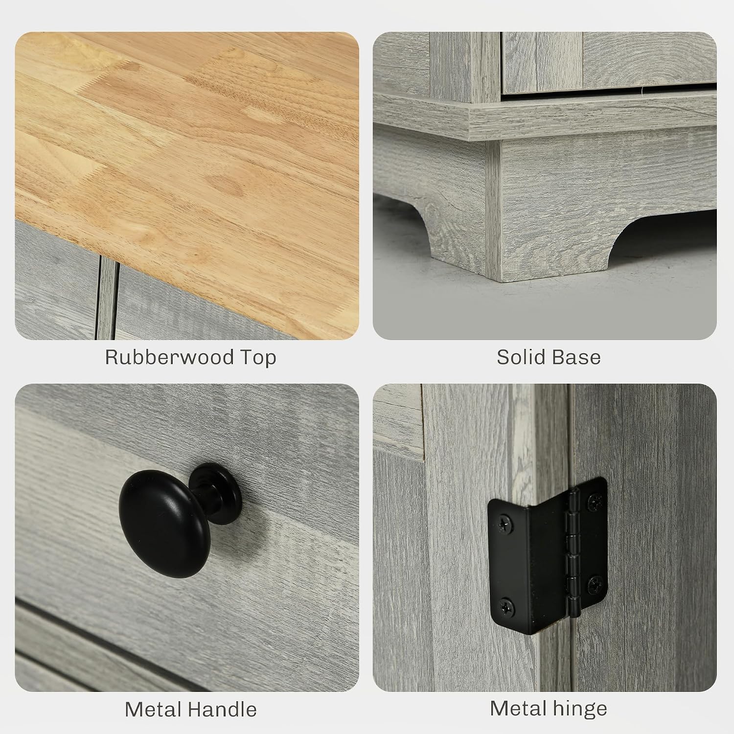 HOMCOM Sideboard Buffet Cabinet Solid Wood Countertop White