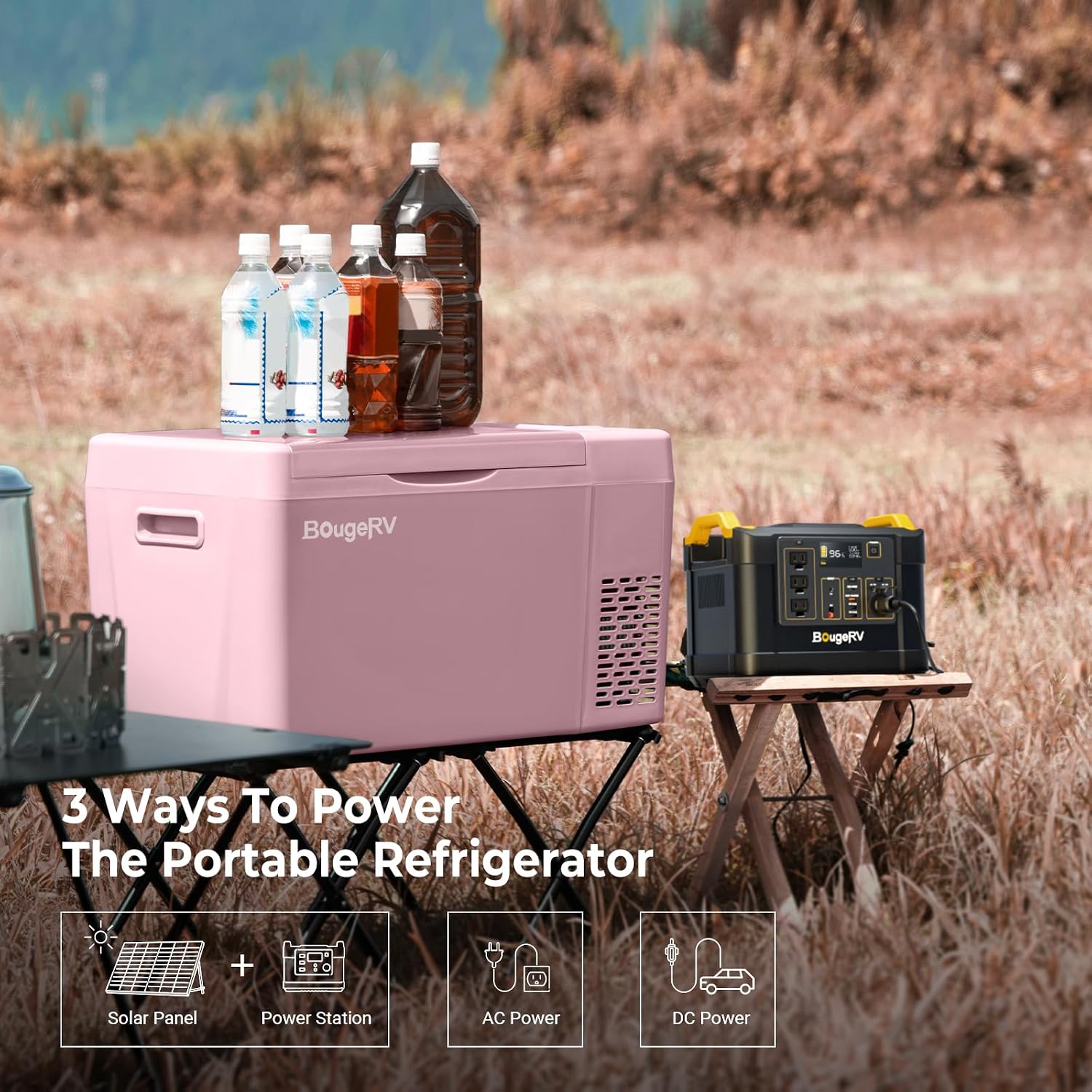 BougeRV 12v refrigerator 23 Quart, -8℉~50℉ Portable Freezer for Car, Grey