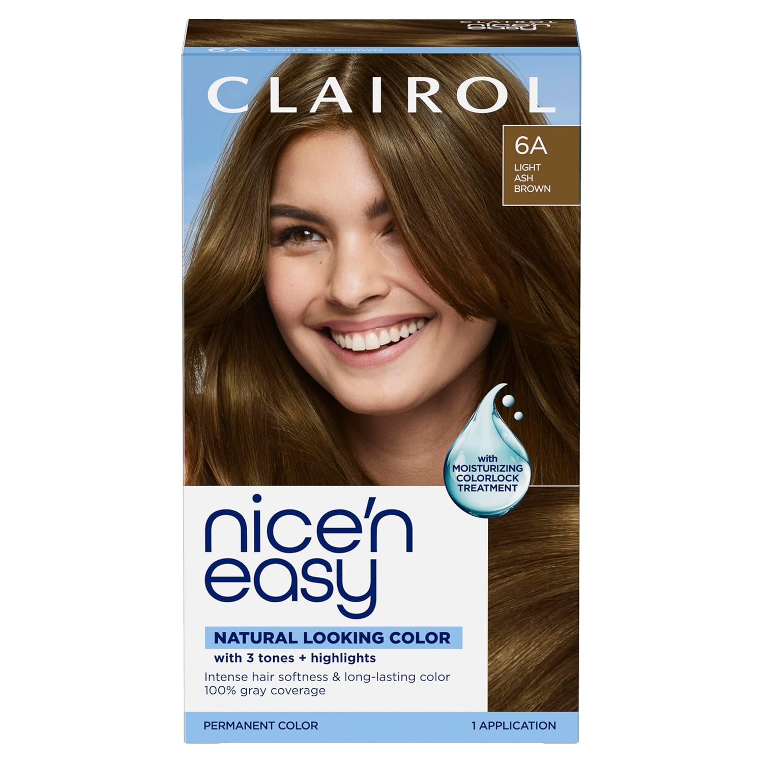 Clairol Nice'n Easy Permanent Hair Dye, 6A Light Ash Brown | Pack of 3