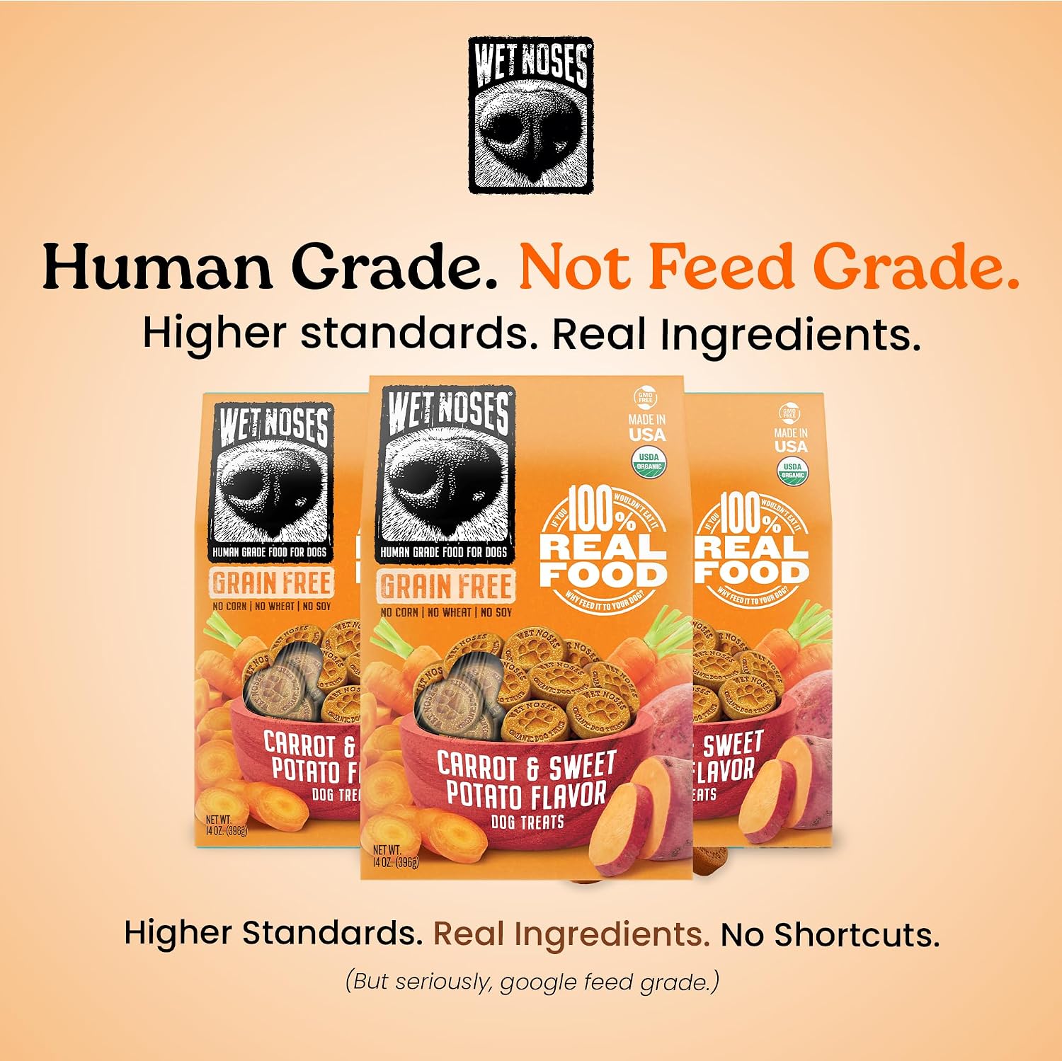 Wet Noses Organic Crunchy Dog Treats – All-Natural, Human-Grade, Non-GMO, Healthy Training & Delicious Snacks for Dogs