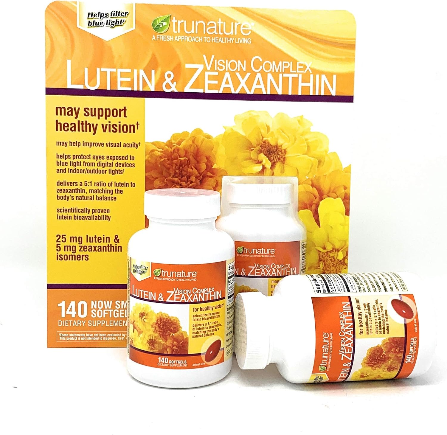 Trunature Vision Softgels Complex Lutein and Zeaxanthin Supplement, 140 Count