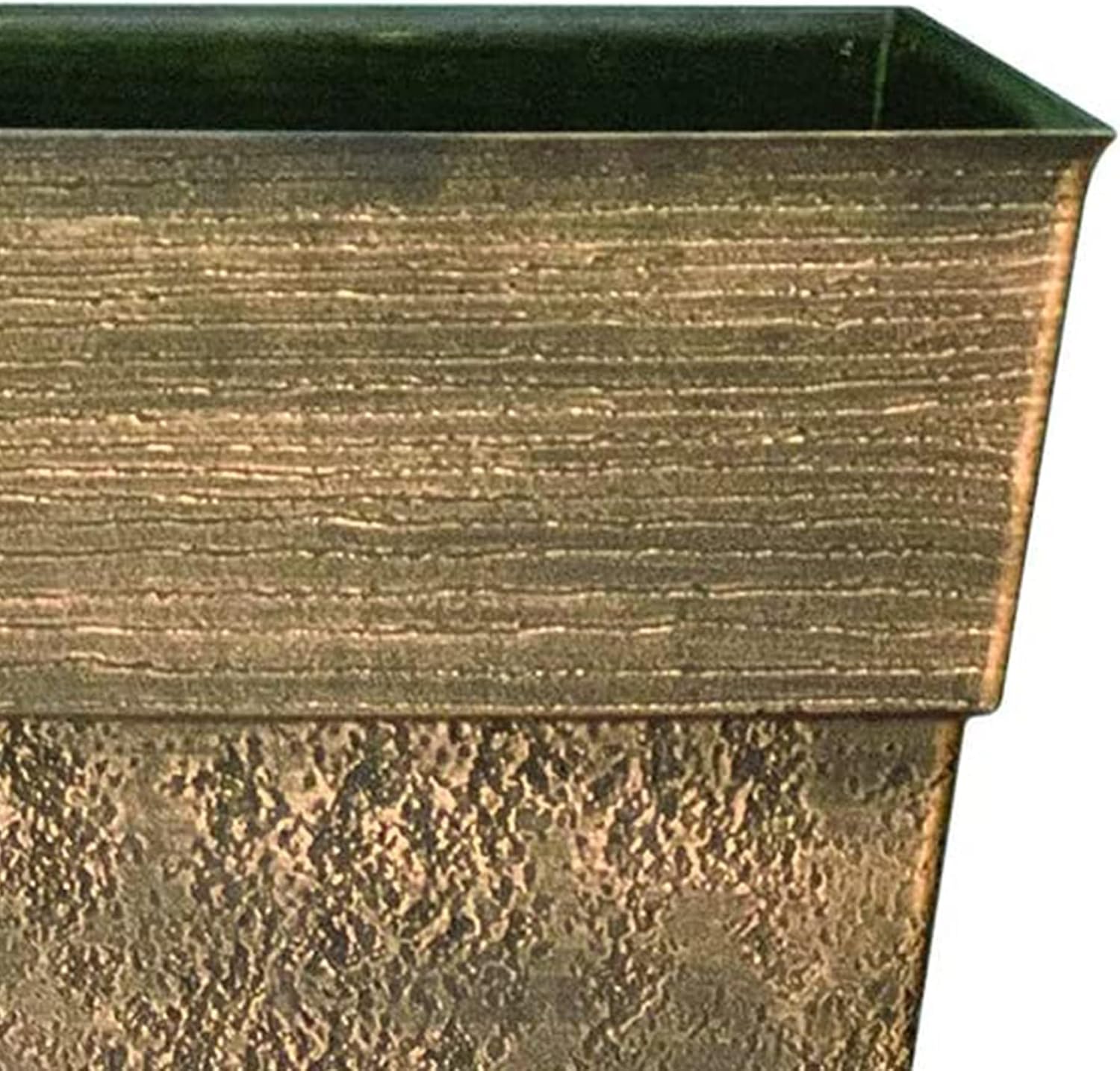 The HC Companies 18 Inch Avino Tall Square Planter - Decorative Indoor Outdoor Plant Pot for Front Porch, Deck, Patio and Home, Oxidized Black