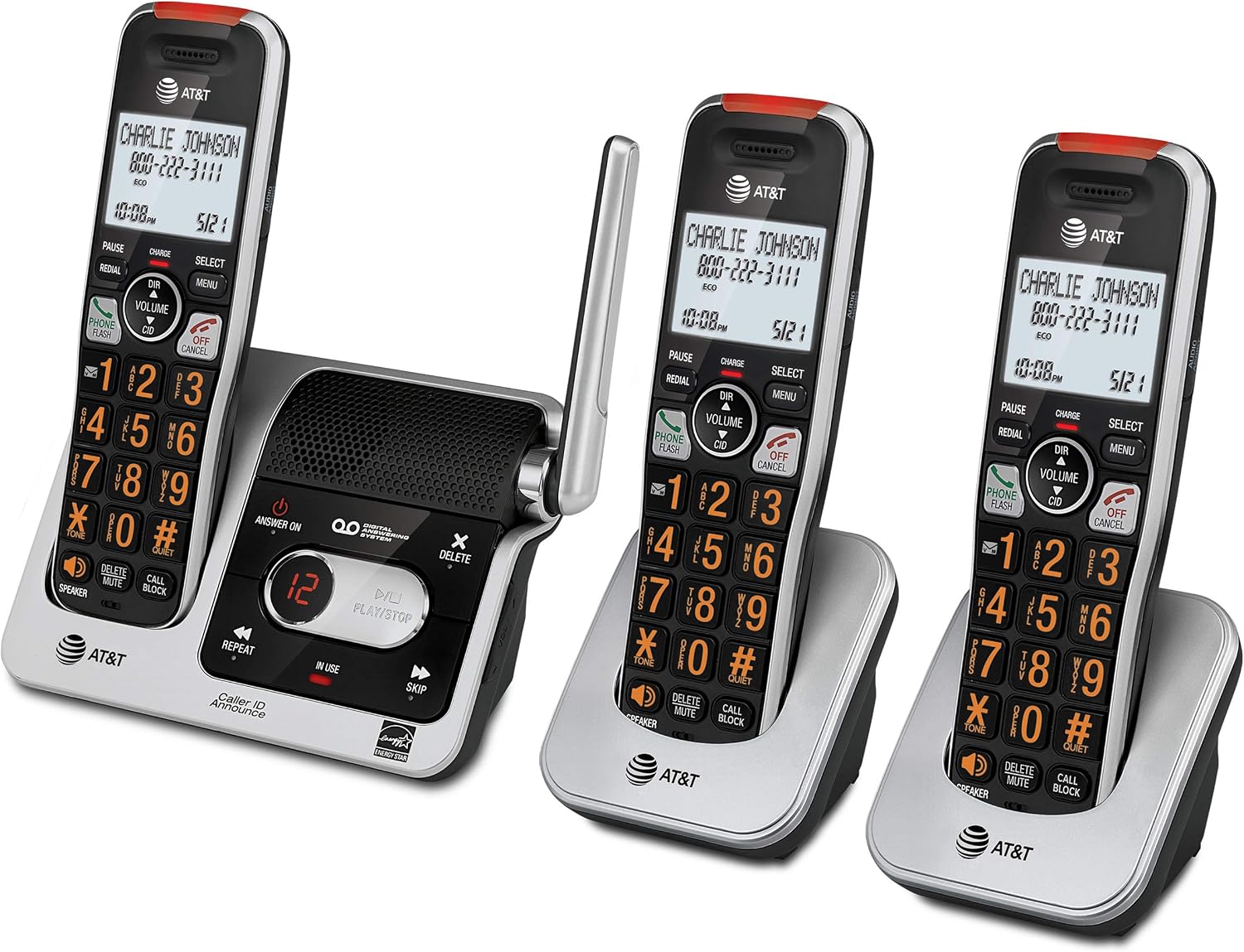 AT&T BL102-4 DECT 6.0 4-Handset Cordless Phone for Home with Answering Machine, Call Blocking, Caller ID Announcer, Audio Assist, Intercom