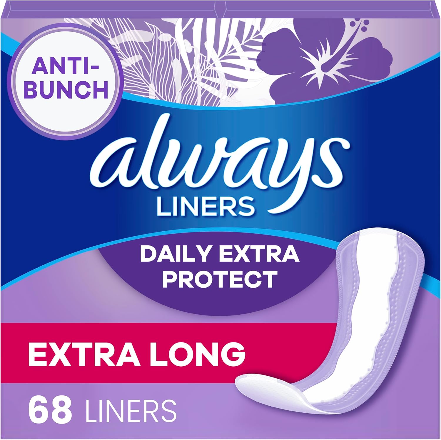 Always Panty Liners for Women Xtra Protection 3-in-1 Daily Liners for Women, Extra Long, Scented, 60 Count