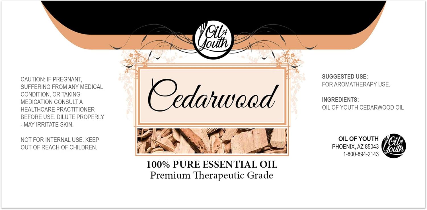 Oil of Youth Essential Oils 8oz - Cedarwood Essential Oil - 8 Fluid Ounces - Cedar Oils - Cedarwood Oil