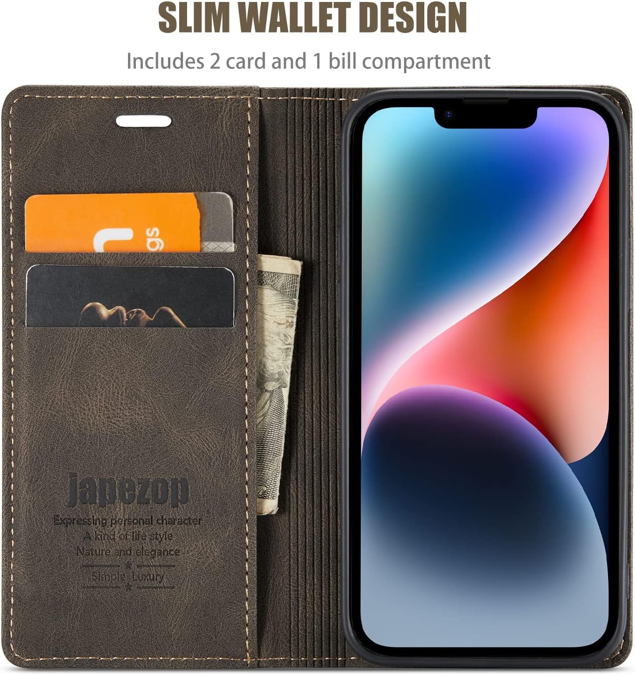japezop iPhone 12 Mini Wallet Case with [RFID Blocking],Blue