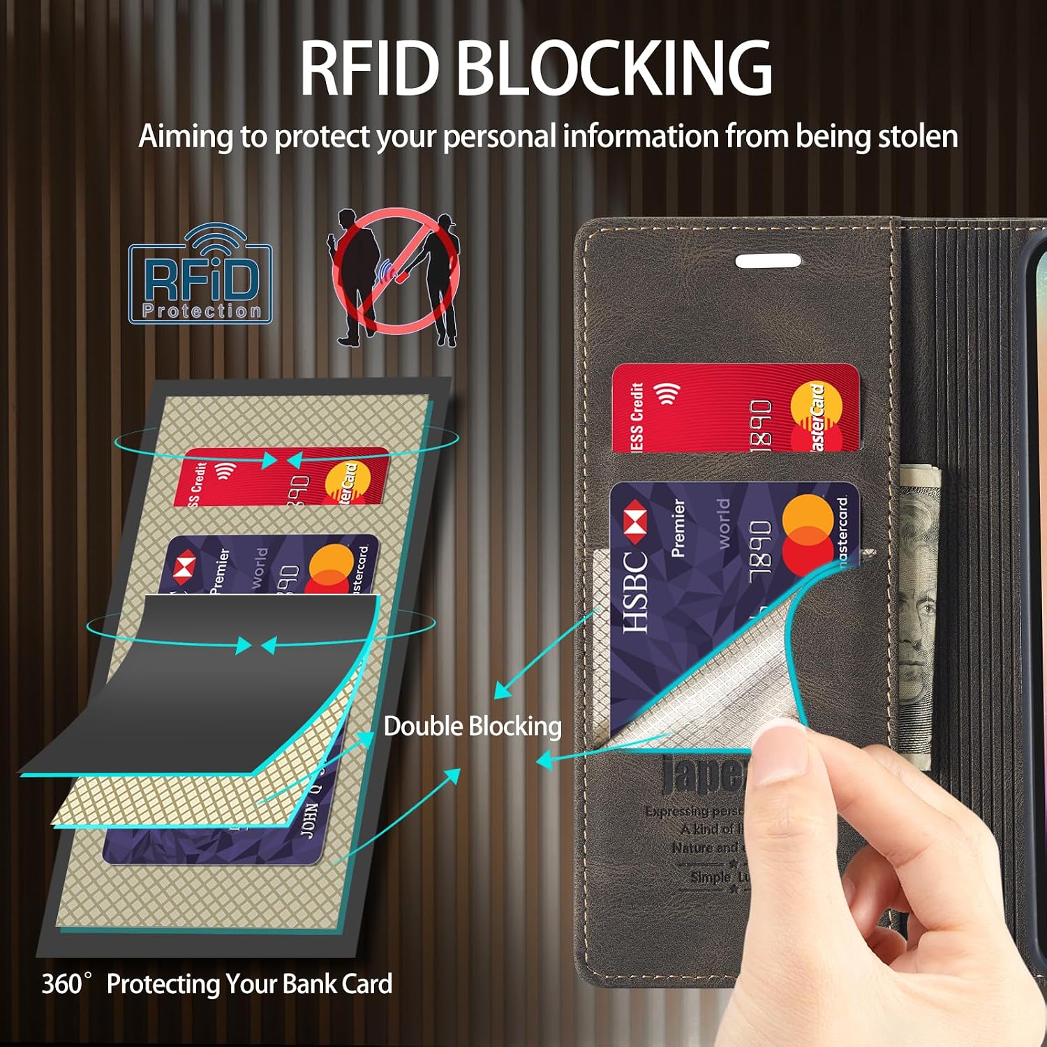 japezop iPhone 12 Mini Wallet Case with [RFID Blocking],Blue