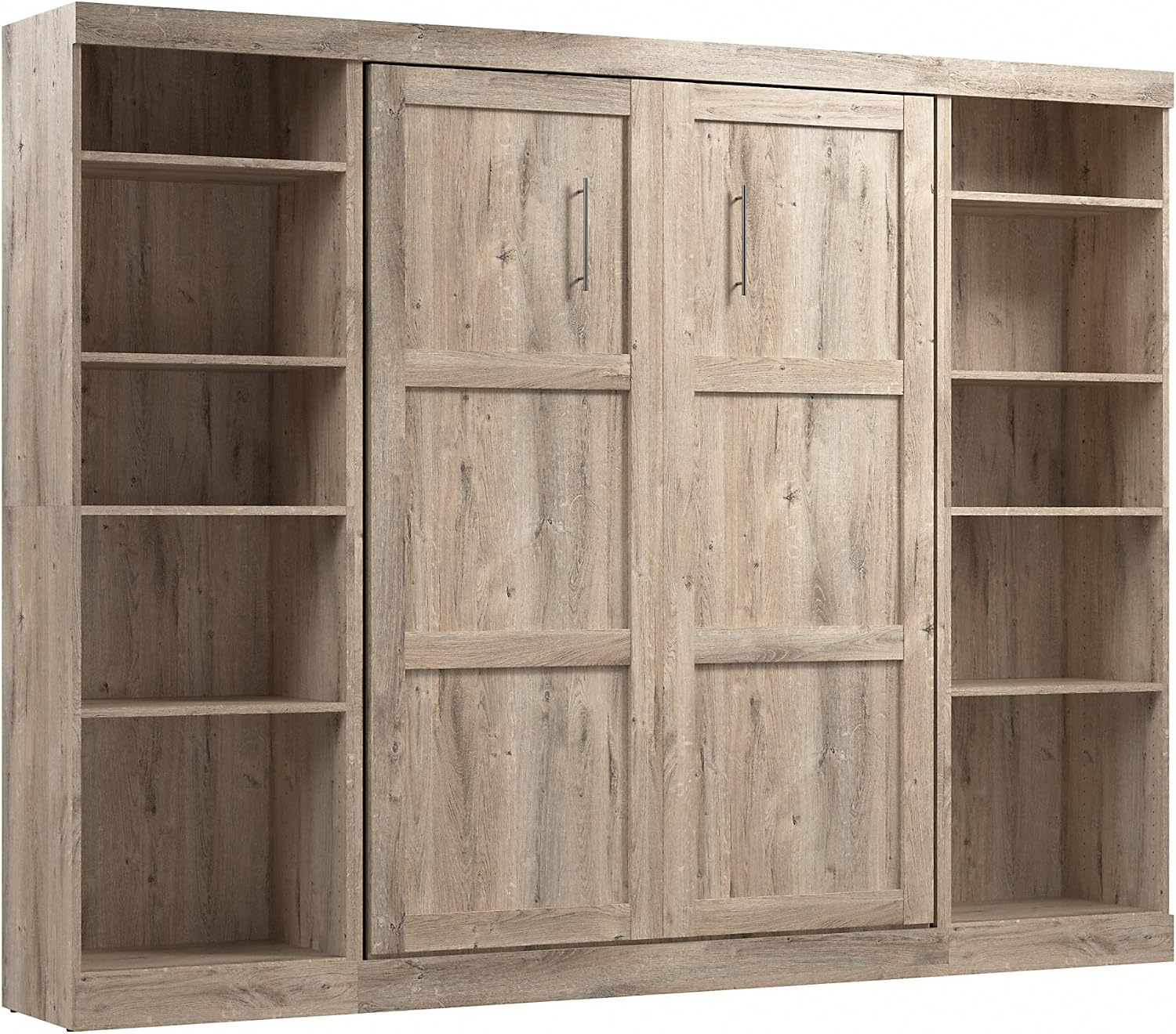 Bestar Pur Queen Murphy Bed, 65-inch Space-Saving Sleeping Arrangement for Multipurpose Area, Bedroom, Guest Room, or Living Room | Dual piston mechanism; for guest room or multipurpose space; Shaker-inspired trim with metal handles