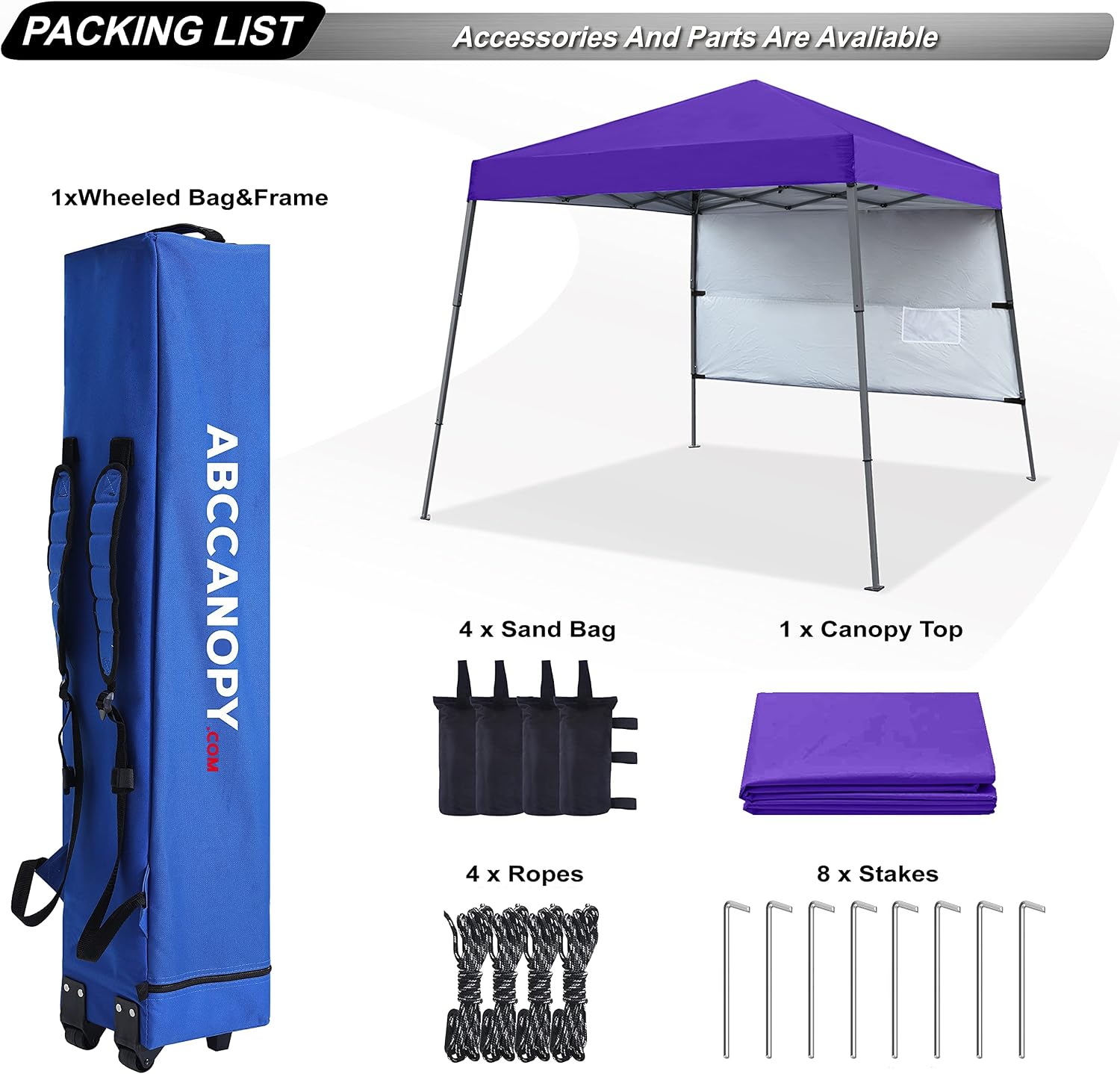 ABCCANOPY Outdoor Pop Up Canopy 10x10 Beach Camping Canopy with 1 Sun Wall, Bonus Backpack Bag, Stakes and Ropes, Sky Blue | Backpack Carry Bag, Stakes & Guy Ropes Included, Easy Setup; For Beach, Camping, Backyard